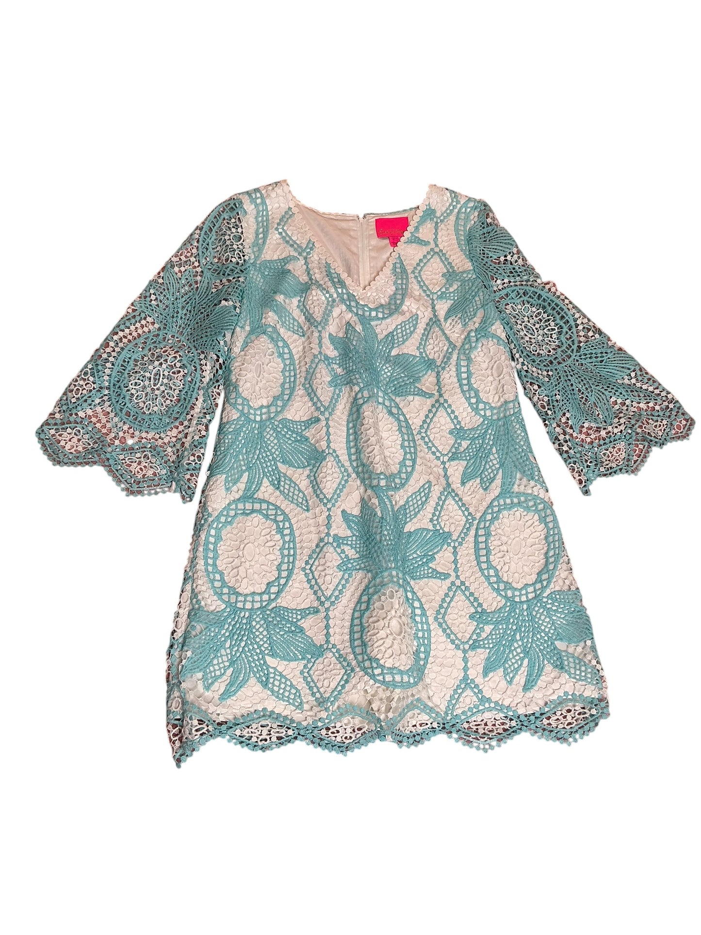 Lilly Pulitzer NWT Lottie Romper Blue Ibiza Juice Stand Crochet - Size 14