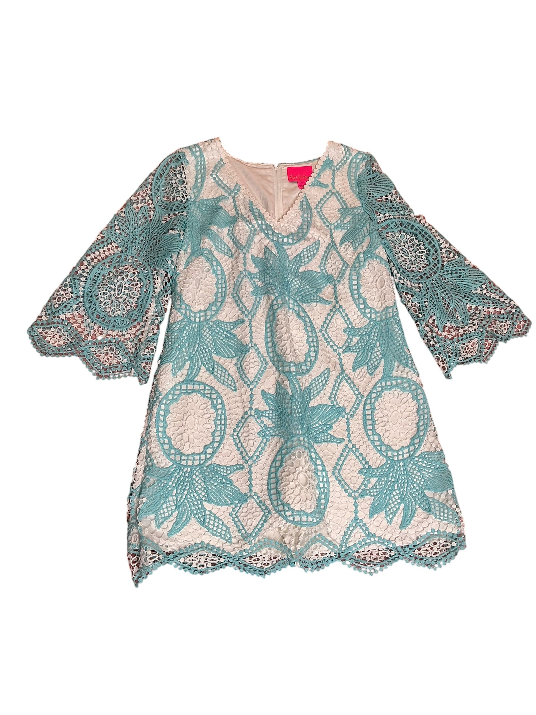 Lilly Pulitzer NWT Lottie Romper Blue Ibiza Juice Stand Crochet - Size 14
