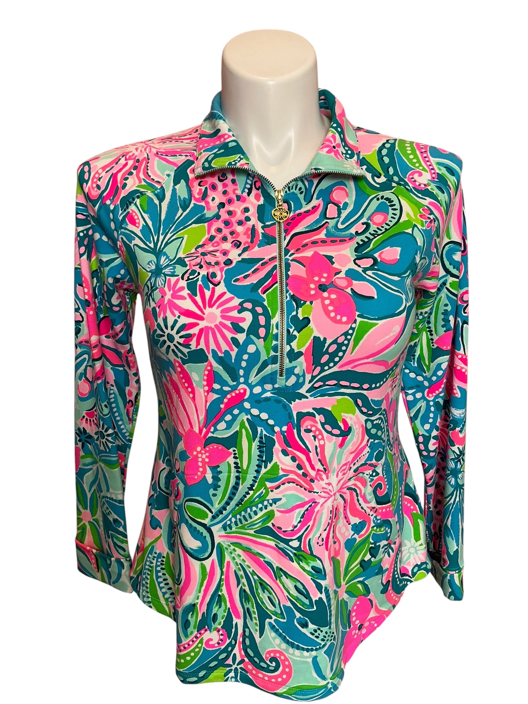 Lilly Pulitzer Skipper Popover Turquoise Oasis Golden Hour - Size S