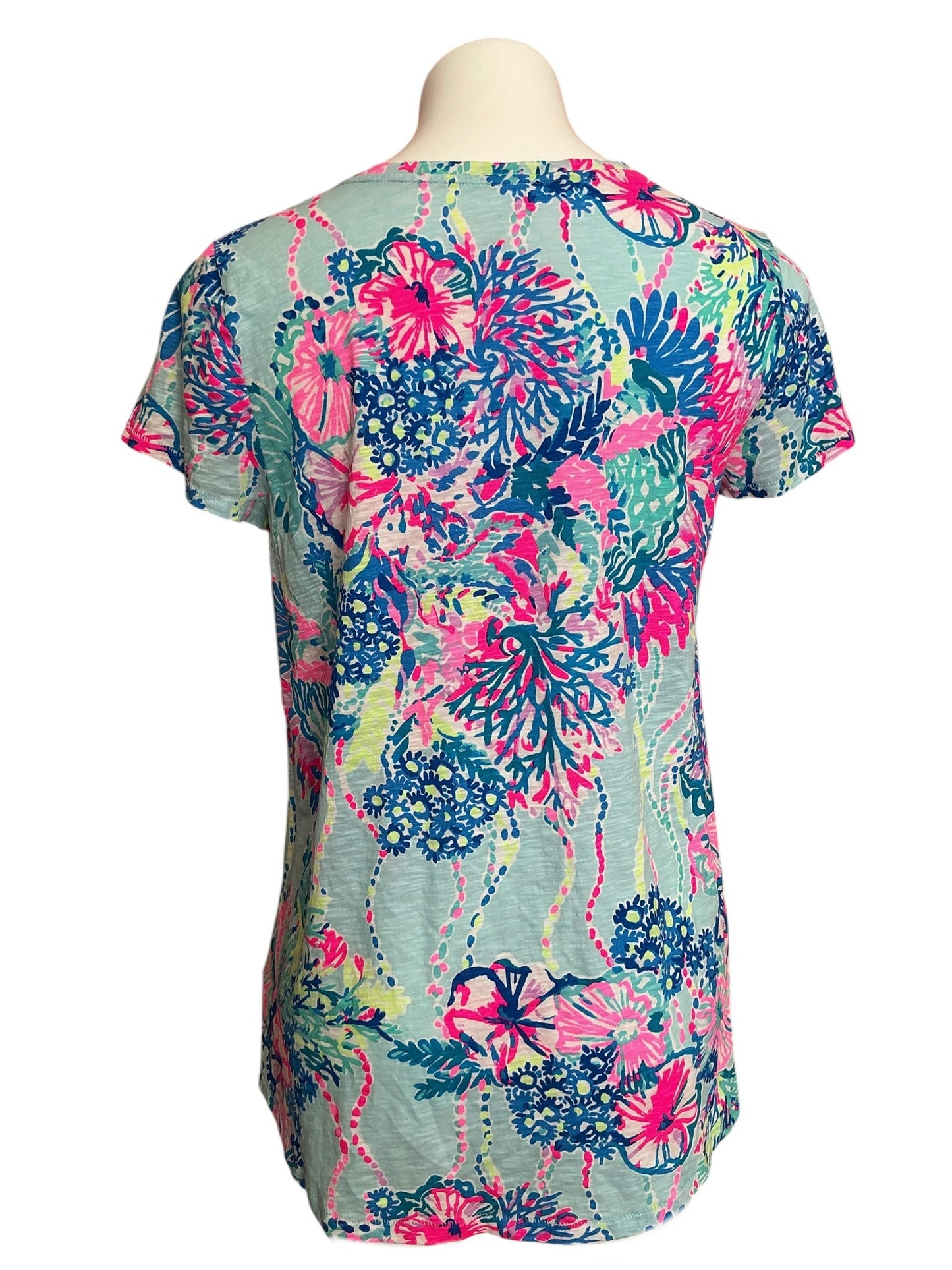 Lilly Pulitzer Etta V Neck Top Beach You To It - Size M