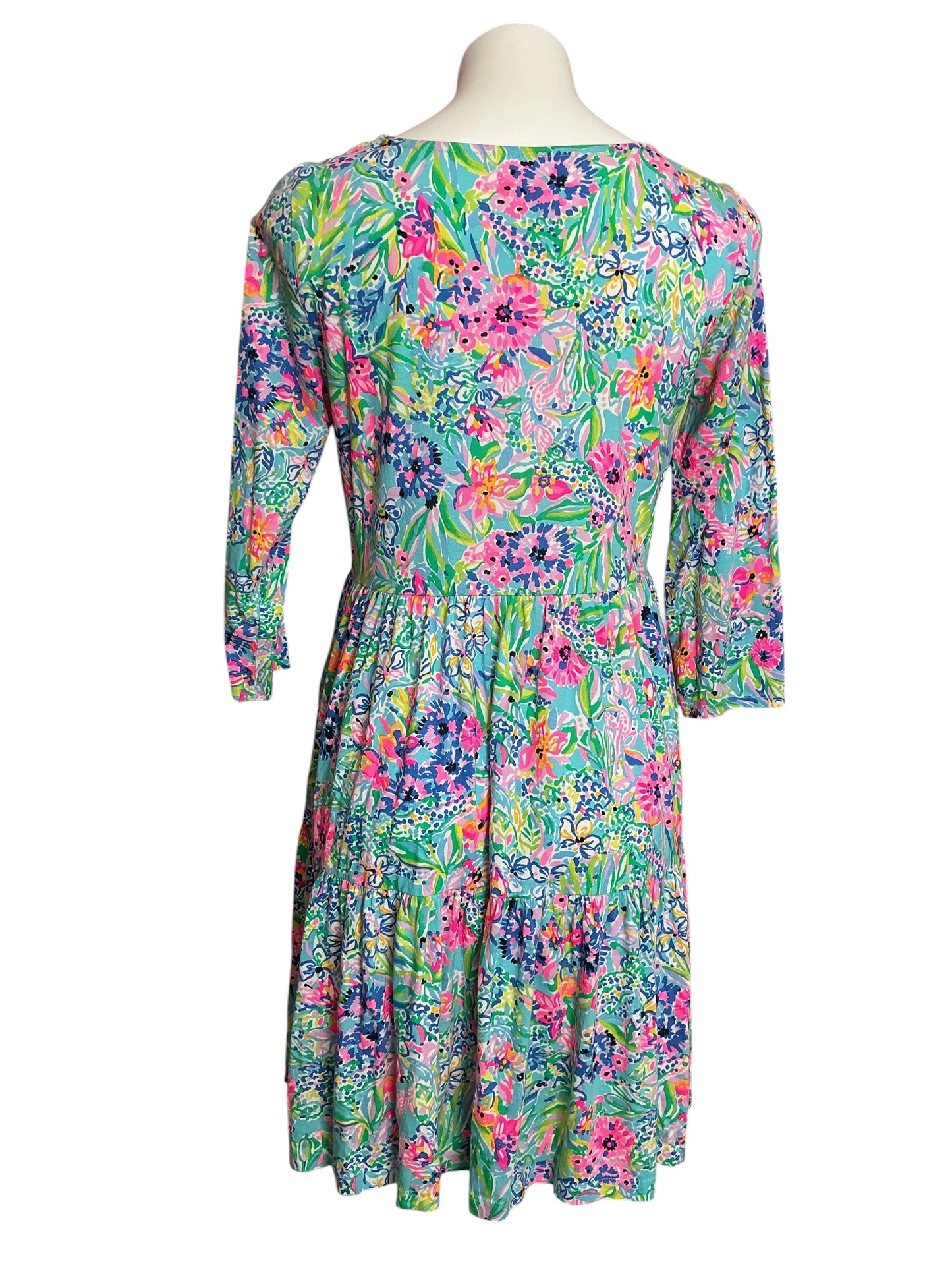 Lilly Pulitzer Geanna 3/4 Sleeve Dress Gecko Green Beach Bash - Size M