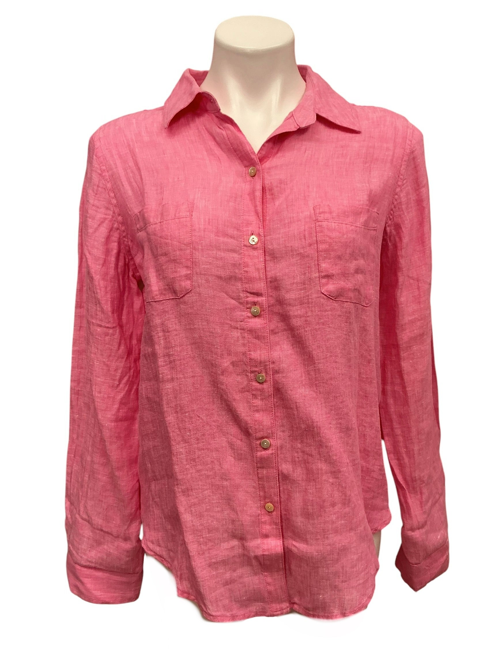 Lilly Pulitzer NWT Sea View Button Down Top Cherry Blossom Pink X Resort White - Size S