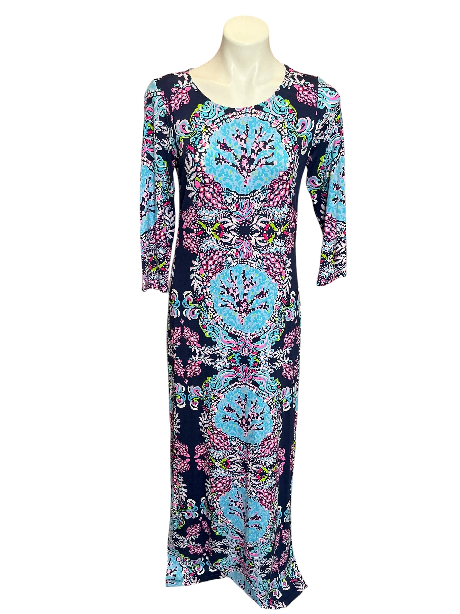 Lilly Pulitzer Morgann Maxi Dress Aura Pink Leaf An Impression - Size M