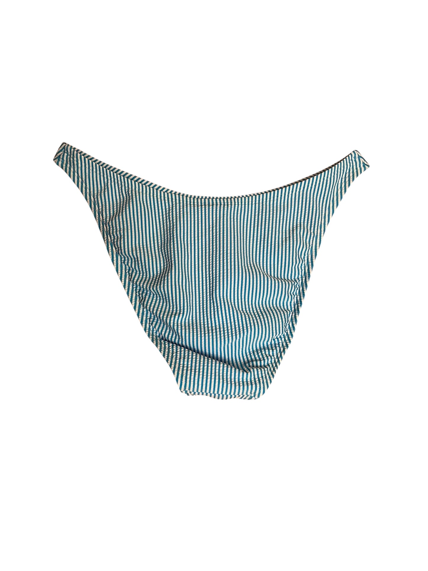 Lilly Pulitzer Pico High Cut Bikini Bottom Cumulus Blue Seersucker Stripe - Size 8