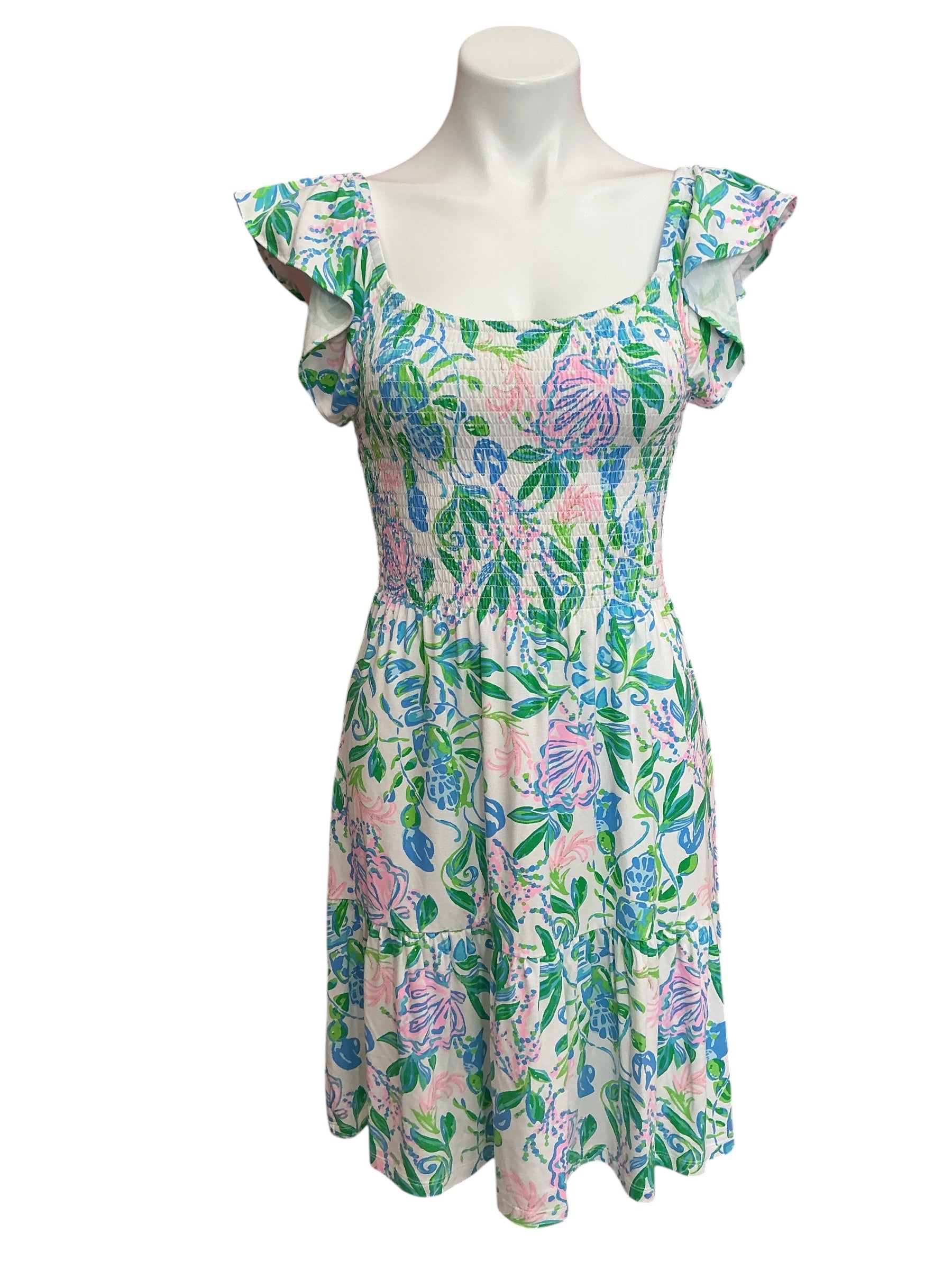 Lilly Pulitzer Kailua Smocked Dress Resort White Just A Pinch - Size S