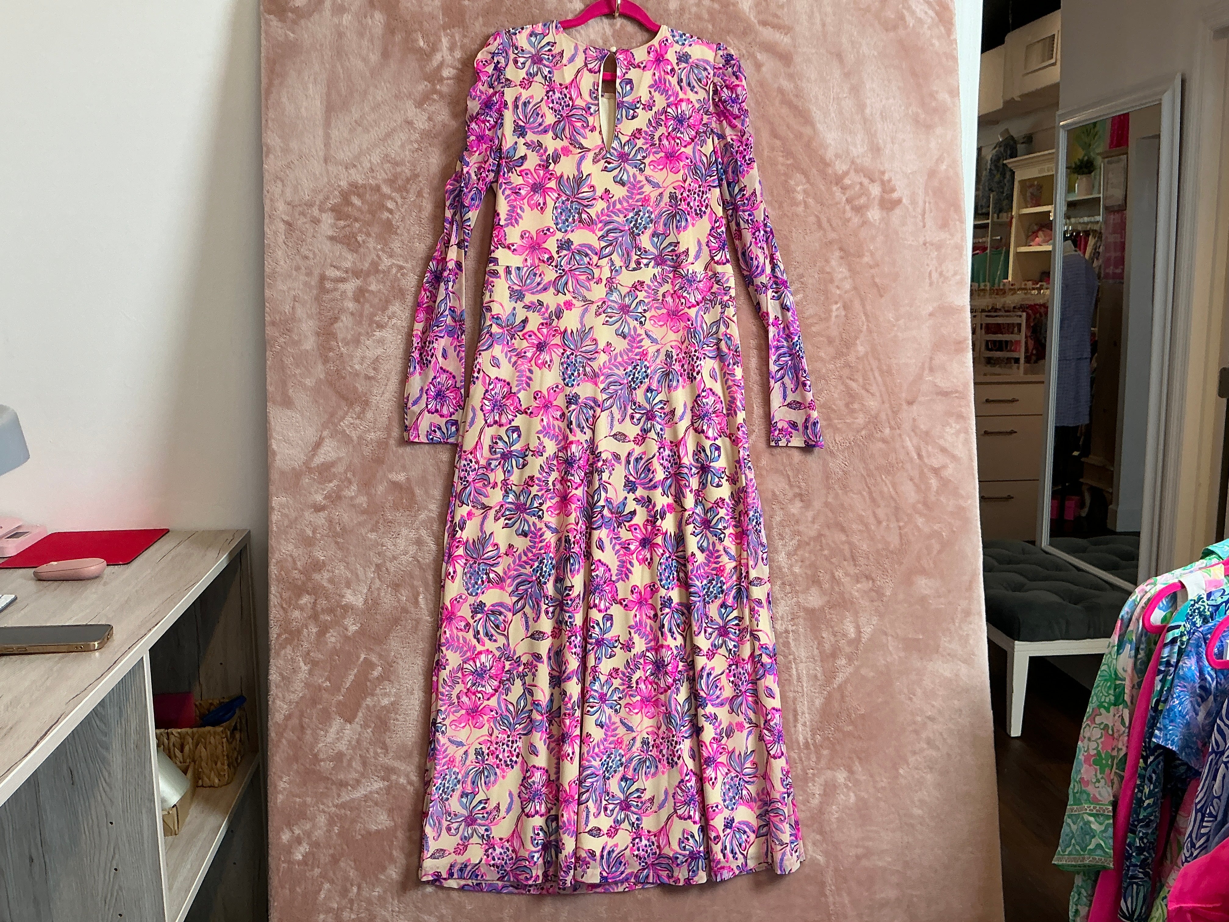 Lilly Pulitzer NWT - Preslie Long Sleeve Mesh Midi Dress - Tropical With A Twist - Size XL