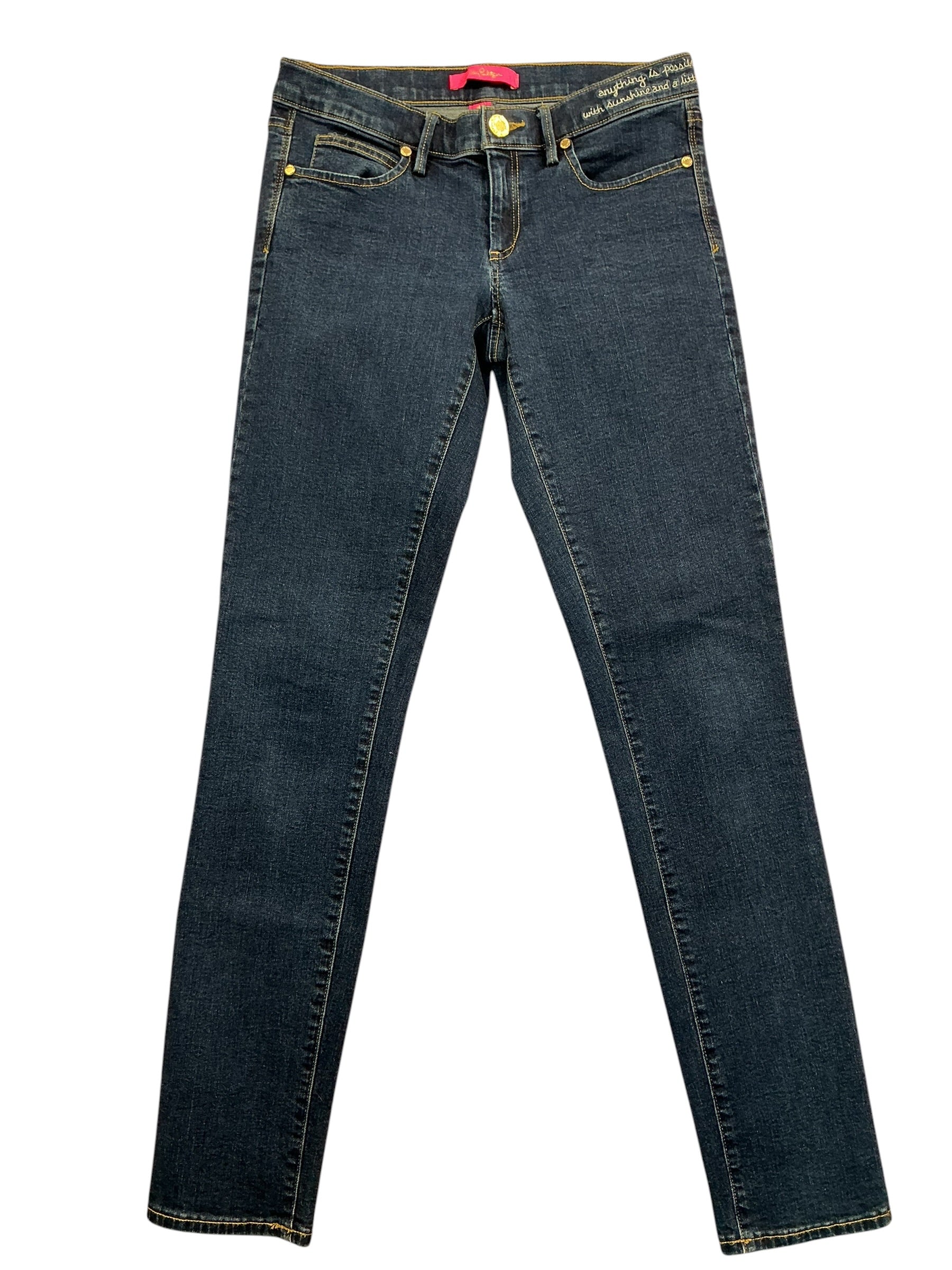 Lilly Pulitzer Classic Skinny Jeans Anything Is Possible With Sunshine And A Little Pink - Size 4
