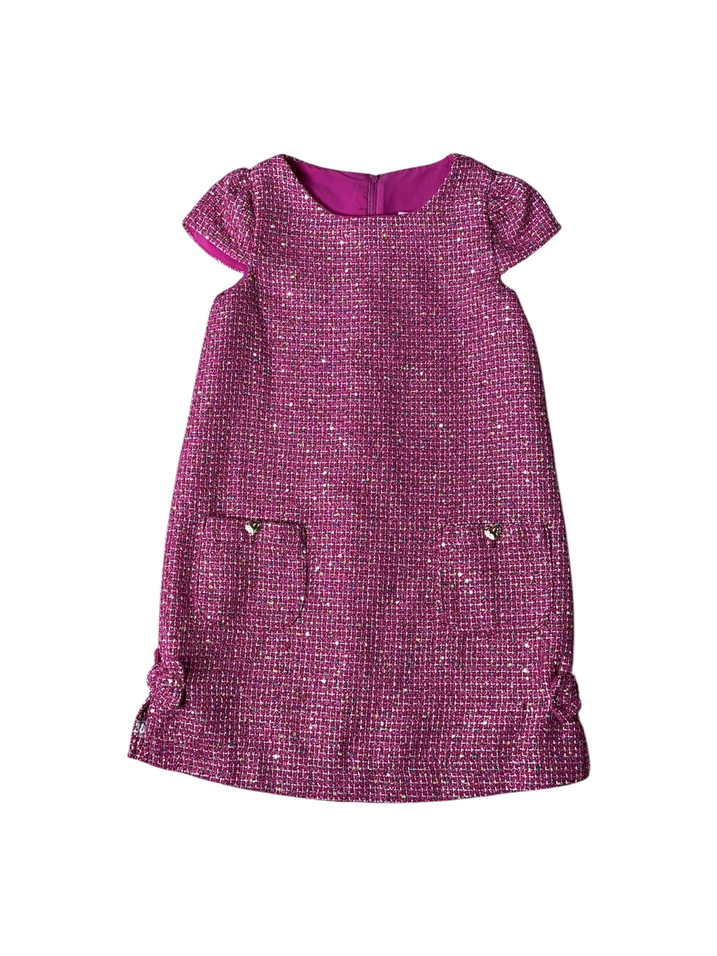 Lilly Pulitzer Little Lilly Short Sleeve Shift Dress Pink Palms Fantasy Tweed - Size 10