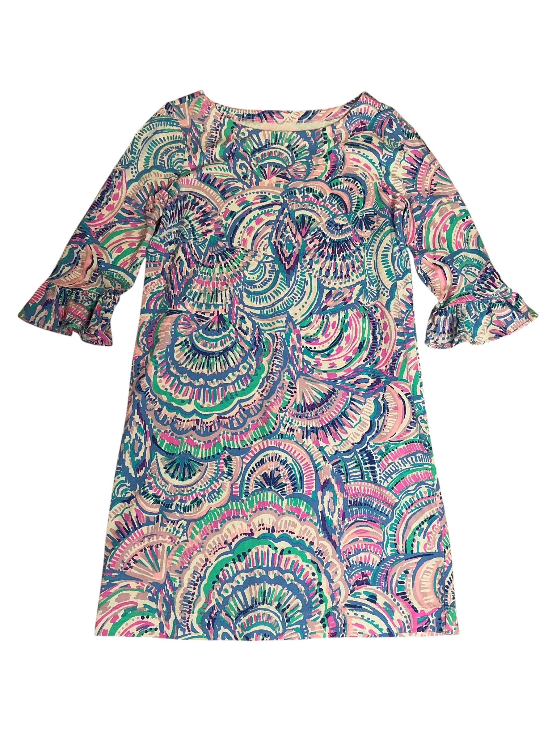Lilly Pulitzer Mini Girls Sophie Ruffle Dress Happy As A Clam - Size L
