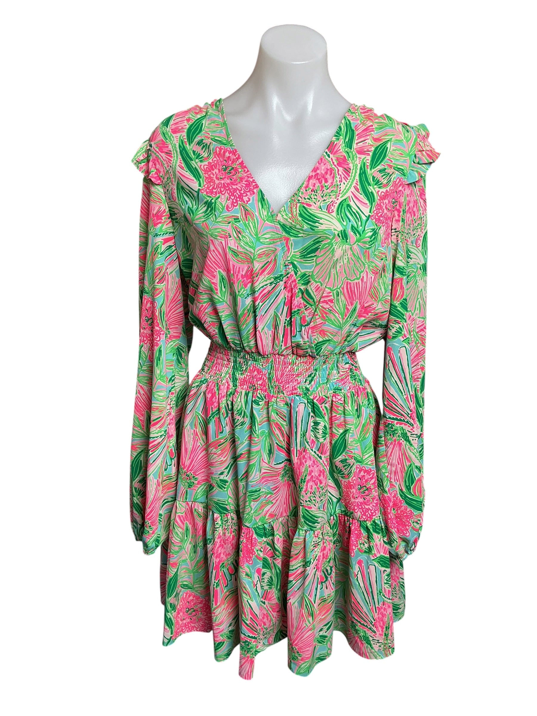 Lilly Pulitzer Taviana Stretch Dress Blue Horizon Coming In Hot - Size 4