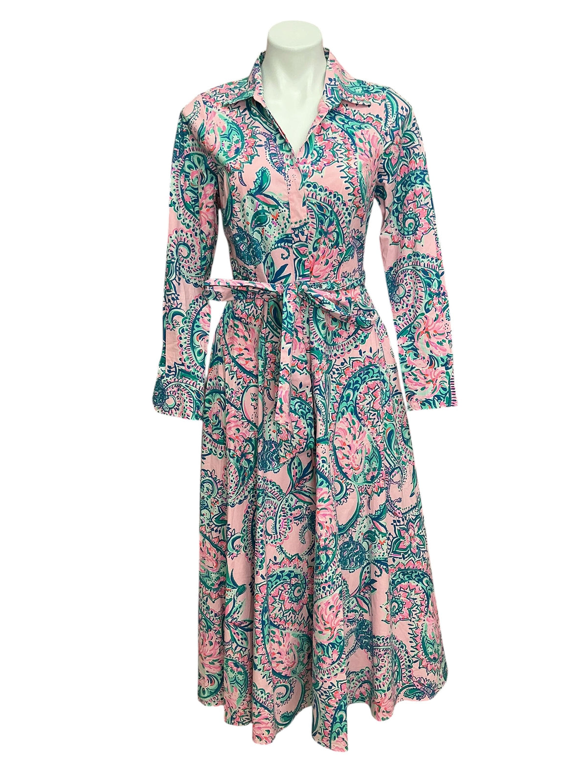 Lilly Pulitzer Mira Stretch Midi Dress Pink Tropics Tint Tangerine Dream - Size 4