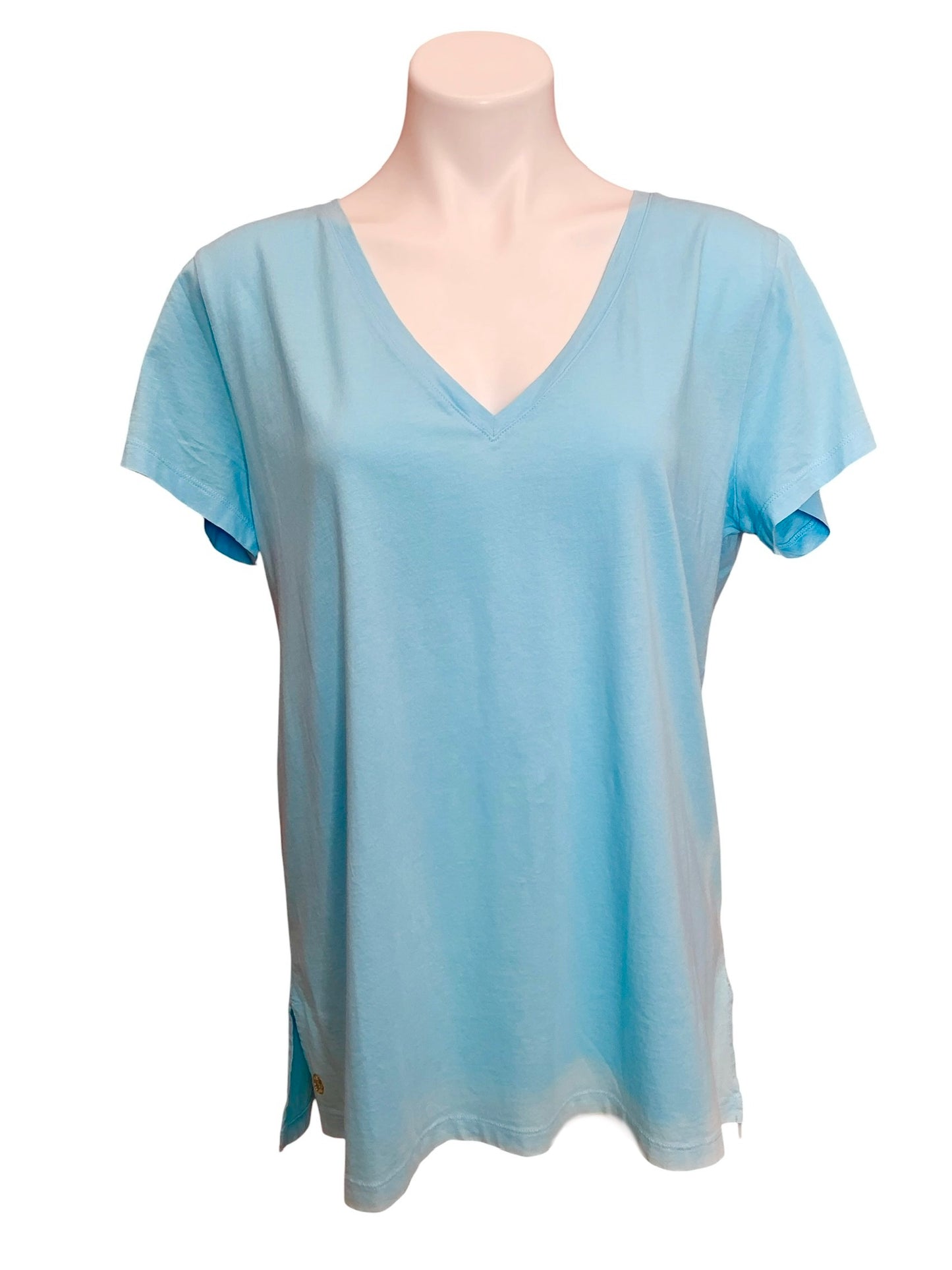 Lilly Pulitzer Etta V Neck Top Surf Blue - Size XL