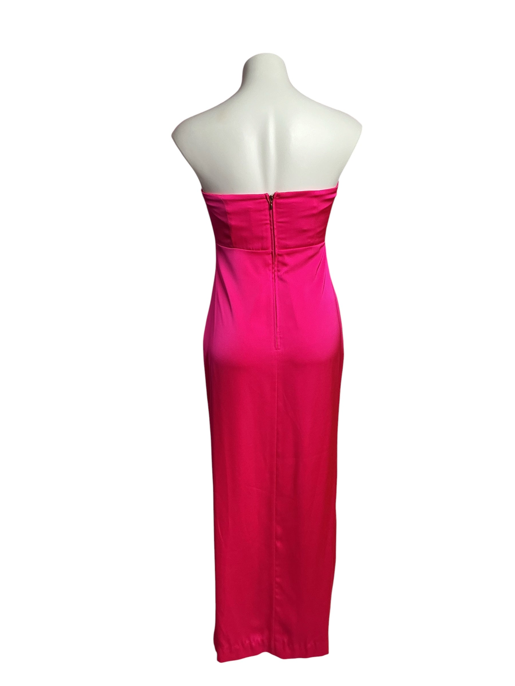 Lilly Pulitzer- Carlynn Satin Maxi Bow Dress Pink Palms Size 2