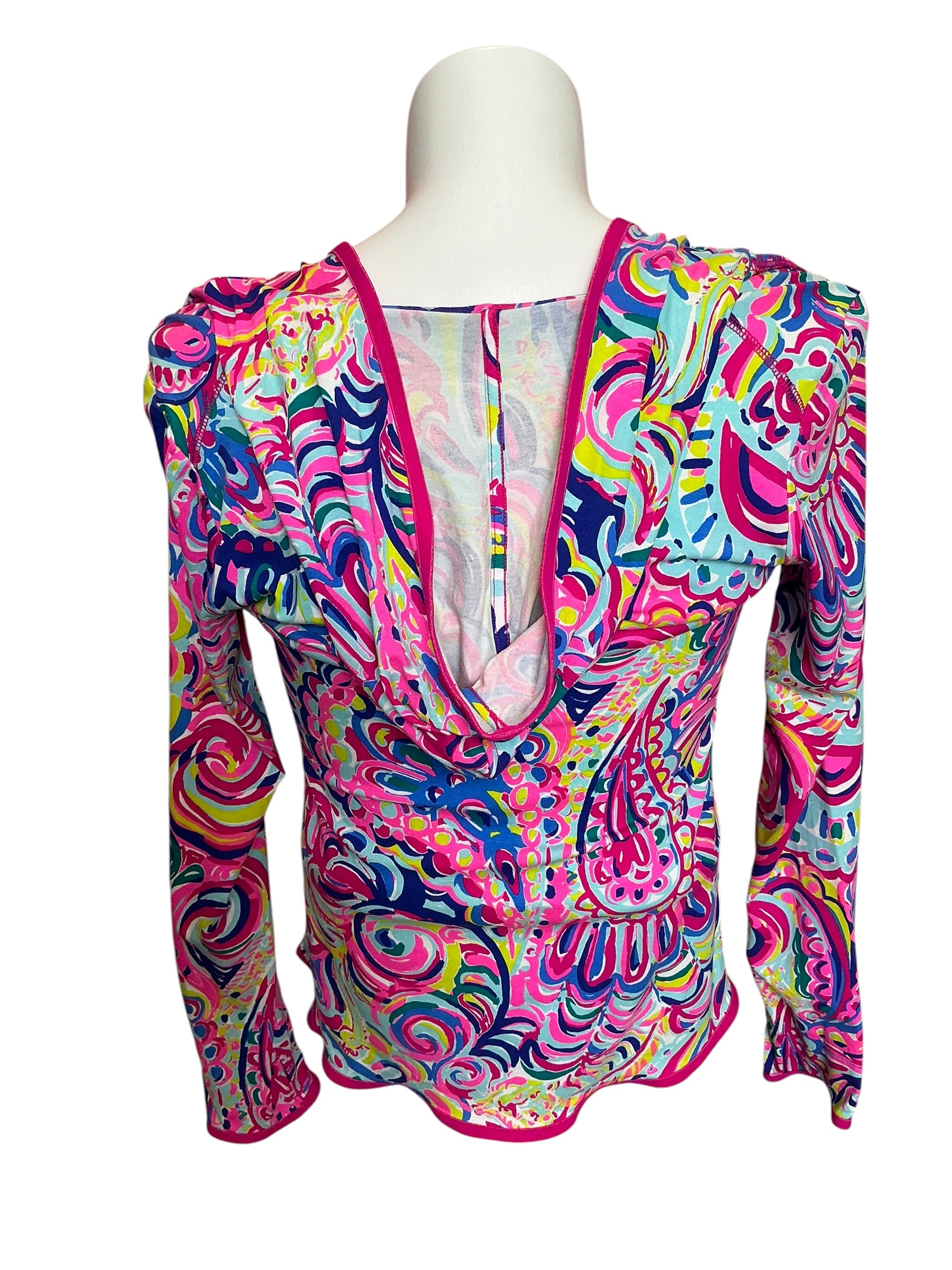 Lilly Pulitzer Luxletic Gabie Pullover Hoodie Psychedelic Sunshine - Size M