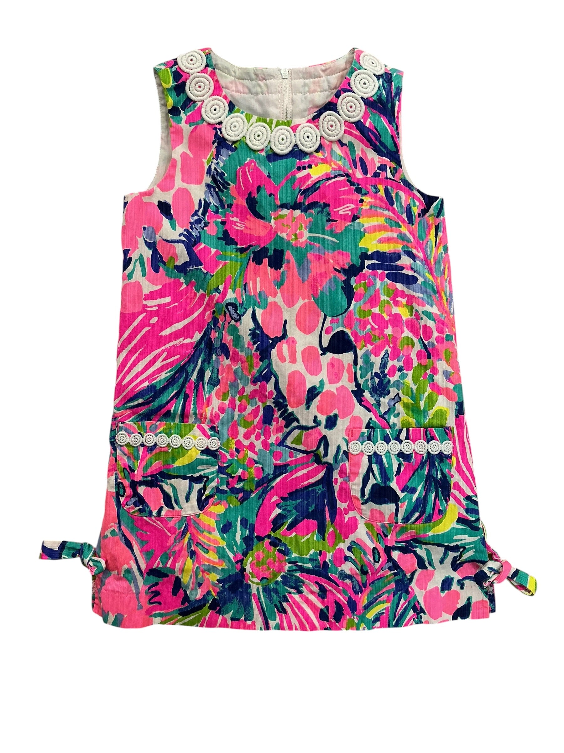 Lilly Pulitzer Kids Girls Classic Lilly Shift Dress Long Necks - Size 5
