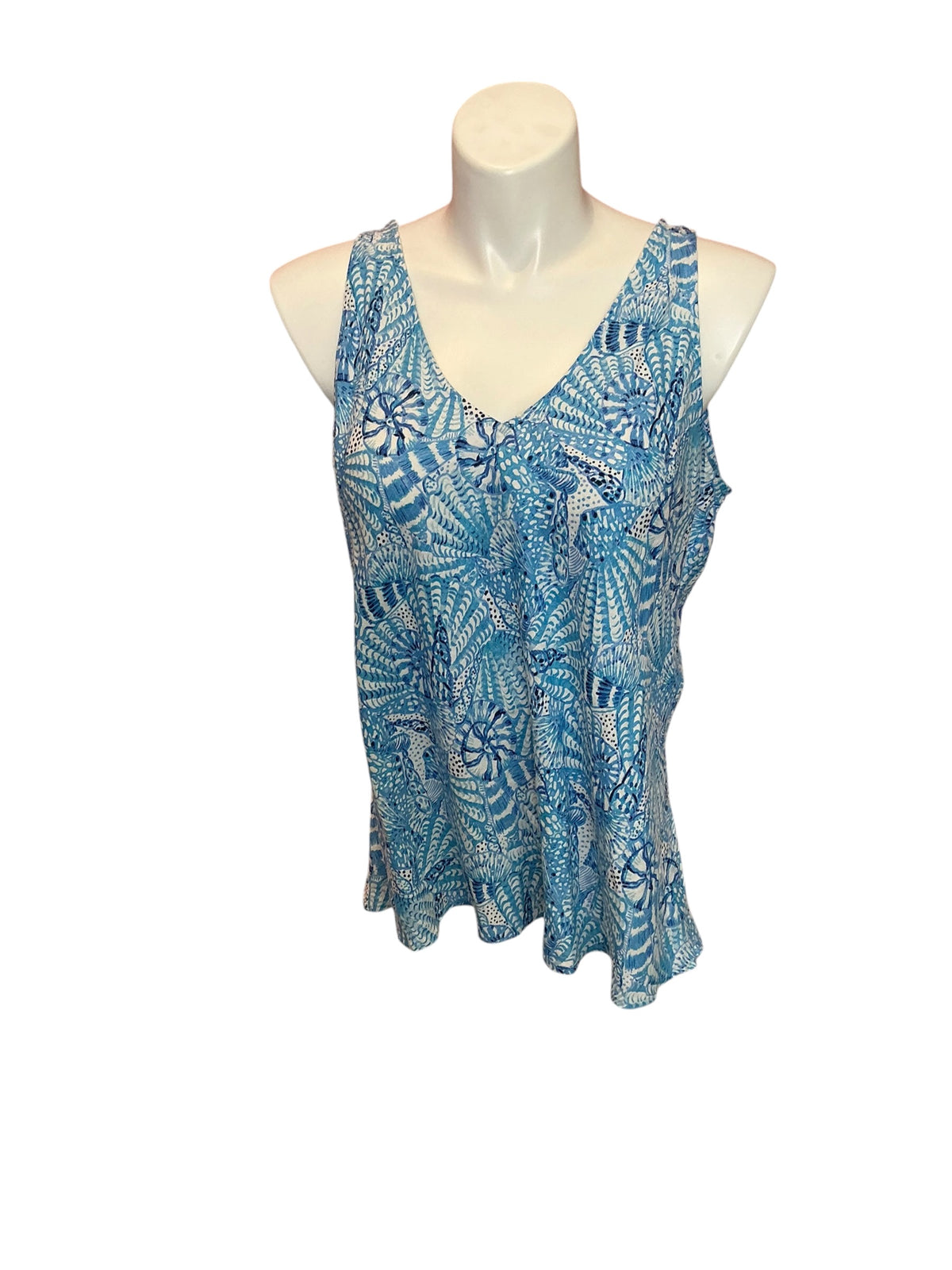 Lilly Pulitzer Florin Sleeveless Linen Top Amalfi Blue By The Seashore - Size L