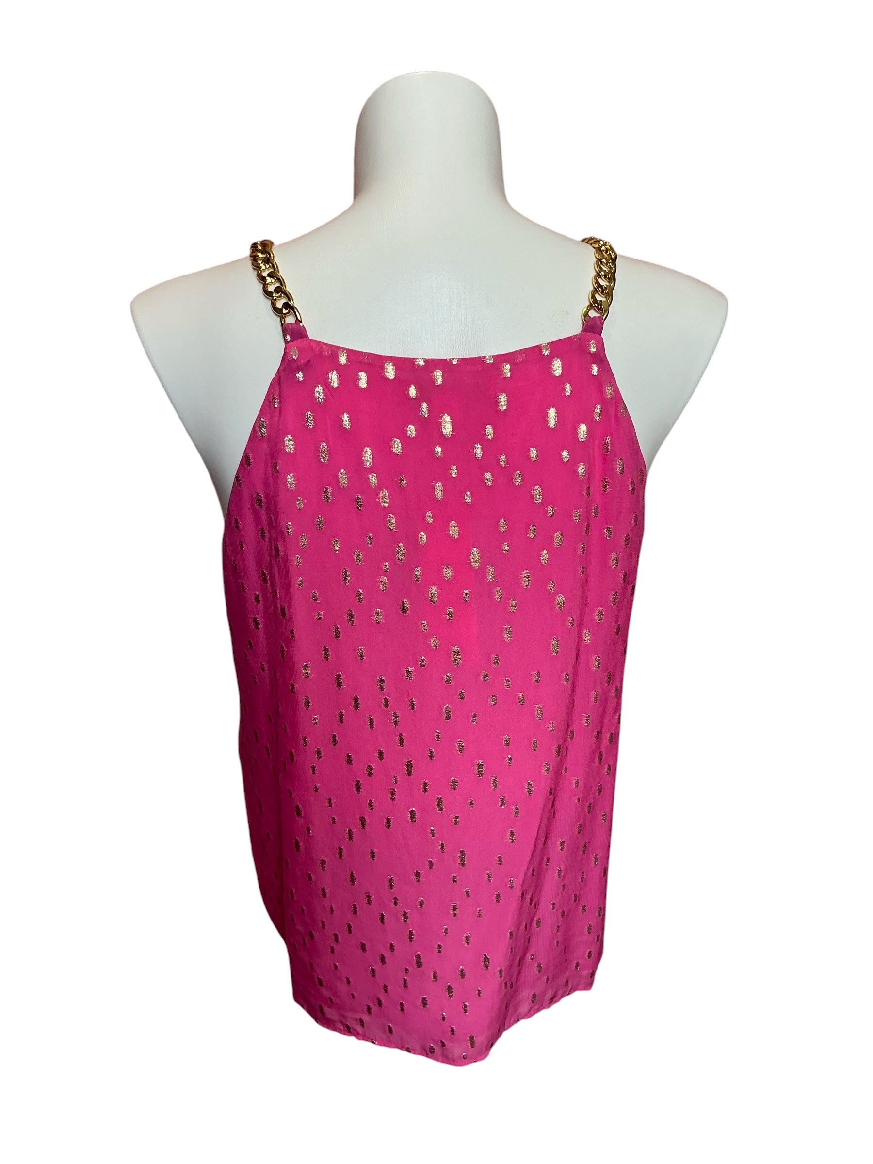 Lilly Pulitzer NWT Joannah Top Aura Pink Viscose Metallic Clip - Size 14