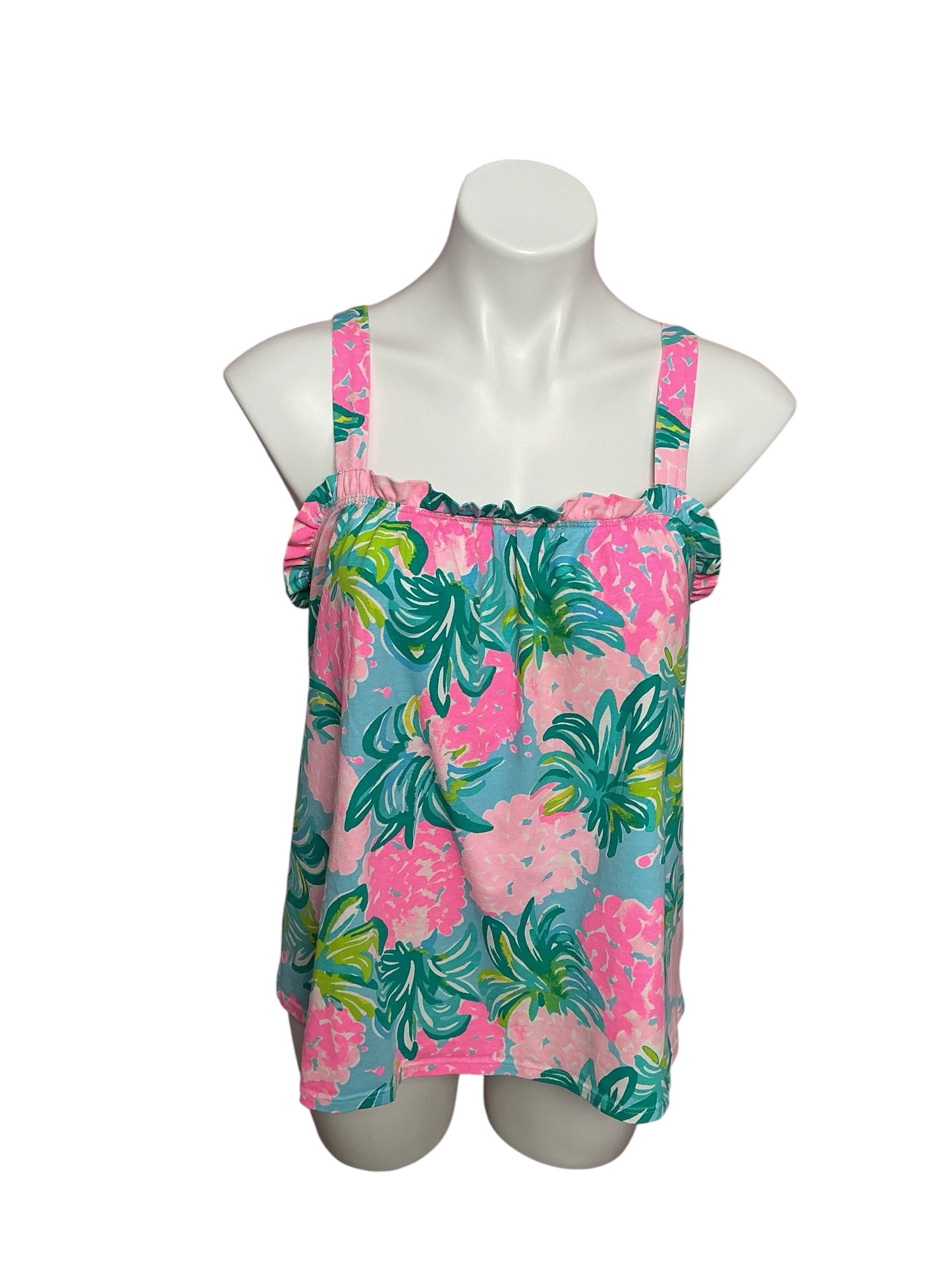 Lilly Pulitzer Jia Tank Top Blue Ibiza Pineapple Shake - Size L