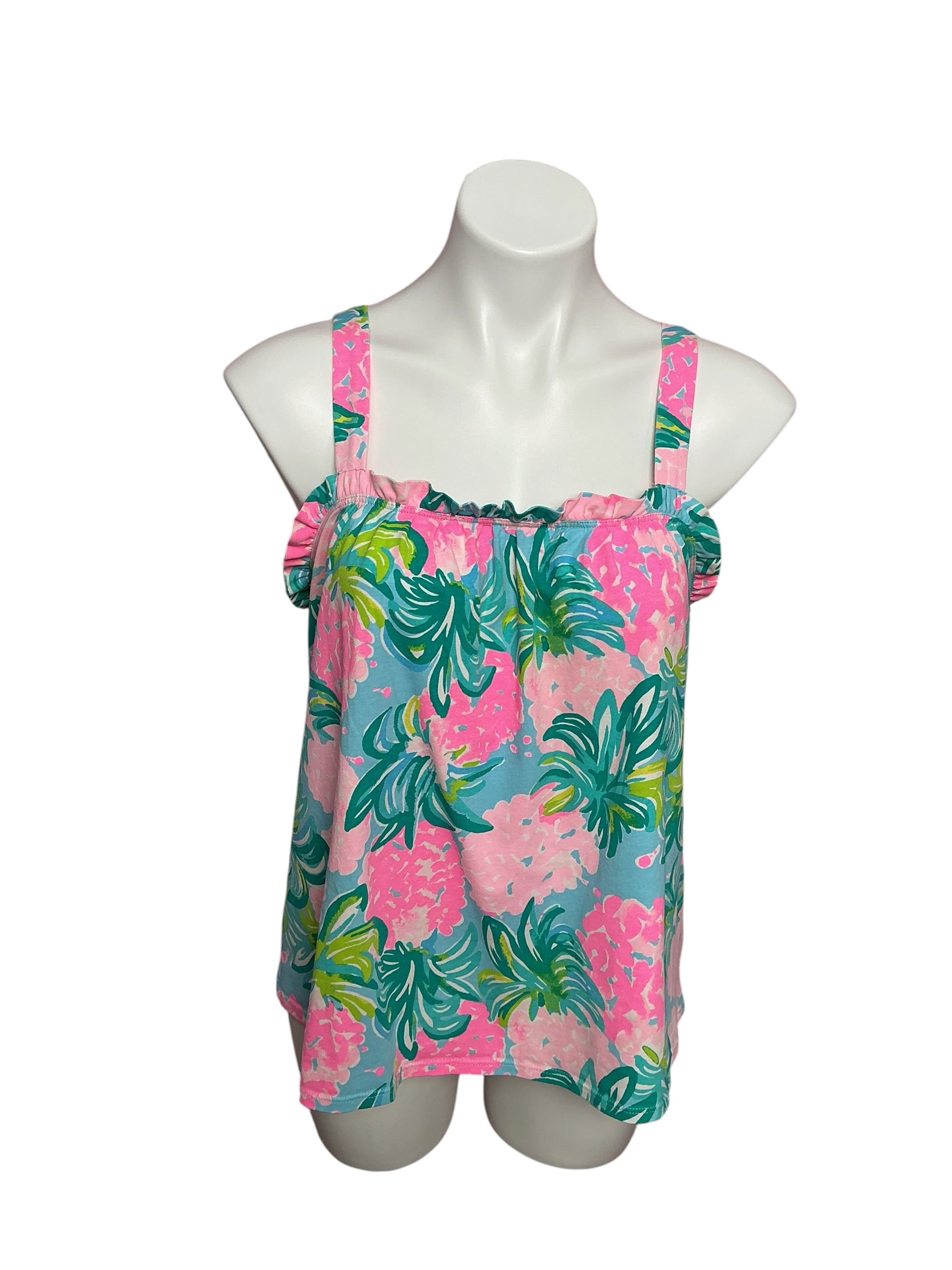 Lilly Pulitzer Jia Tank Top Blue Ibiza Pineapple Shake - Size L