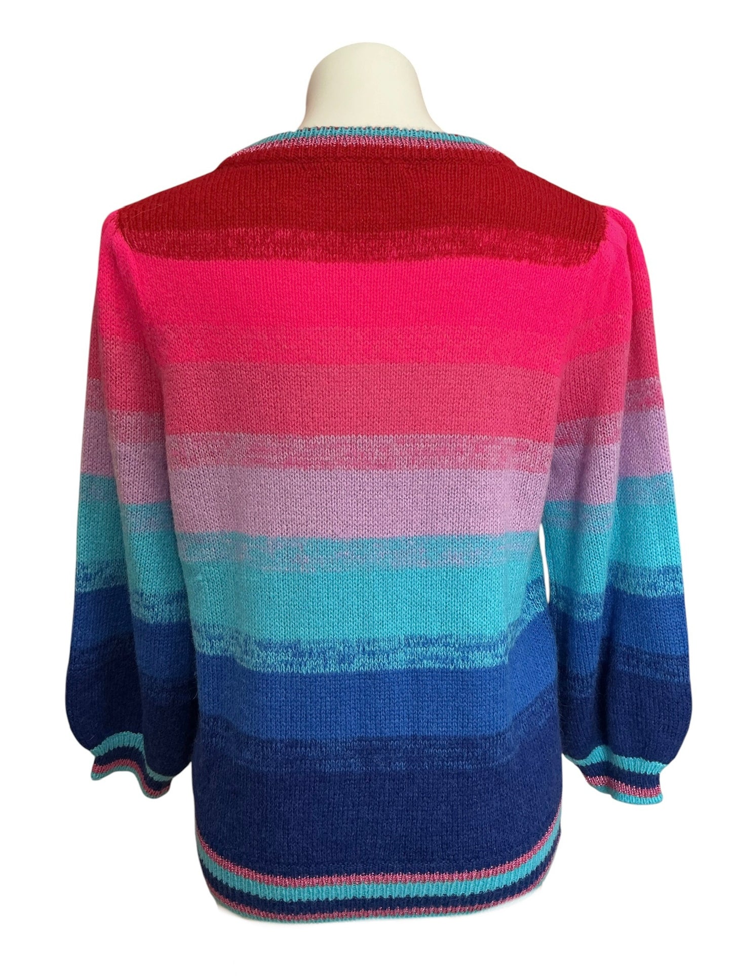 Lilly Pulitzer Hali Sweater Ruby Red Ombré Sunset Stripe - Size L