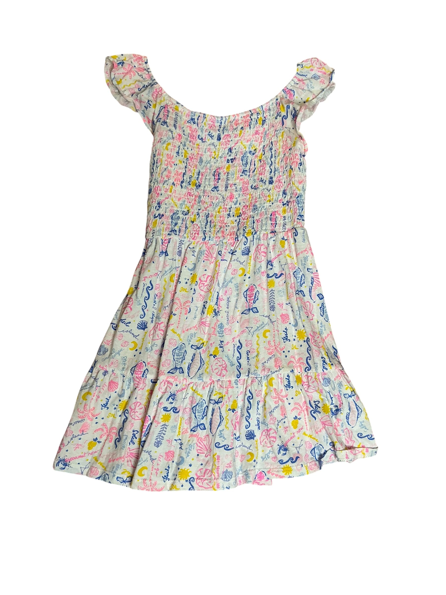 Lilly Pulitzer Girls Mini Jilly Midi Dress Resort White Shell Collector - Size M 6-7
