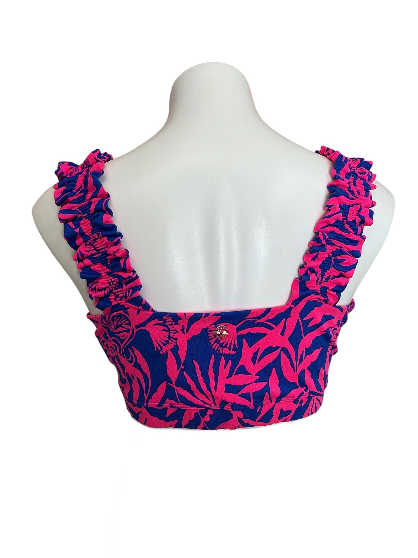 Lilly Pulitzer Karena Ruffle Sports Bra Flocking To Paradise - Size XL
