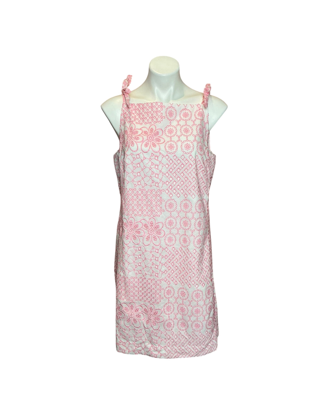 Lilly Pulitzer Gerad Shift Dress Conch Shell Pink Patchwork Eyelet - Size 10