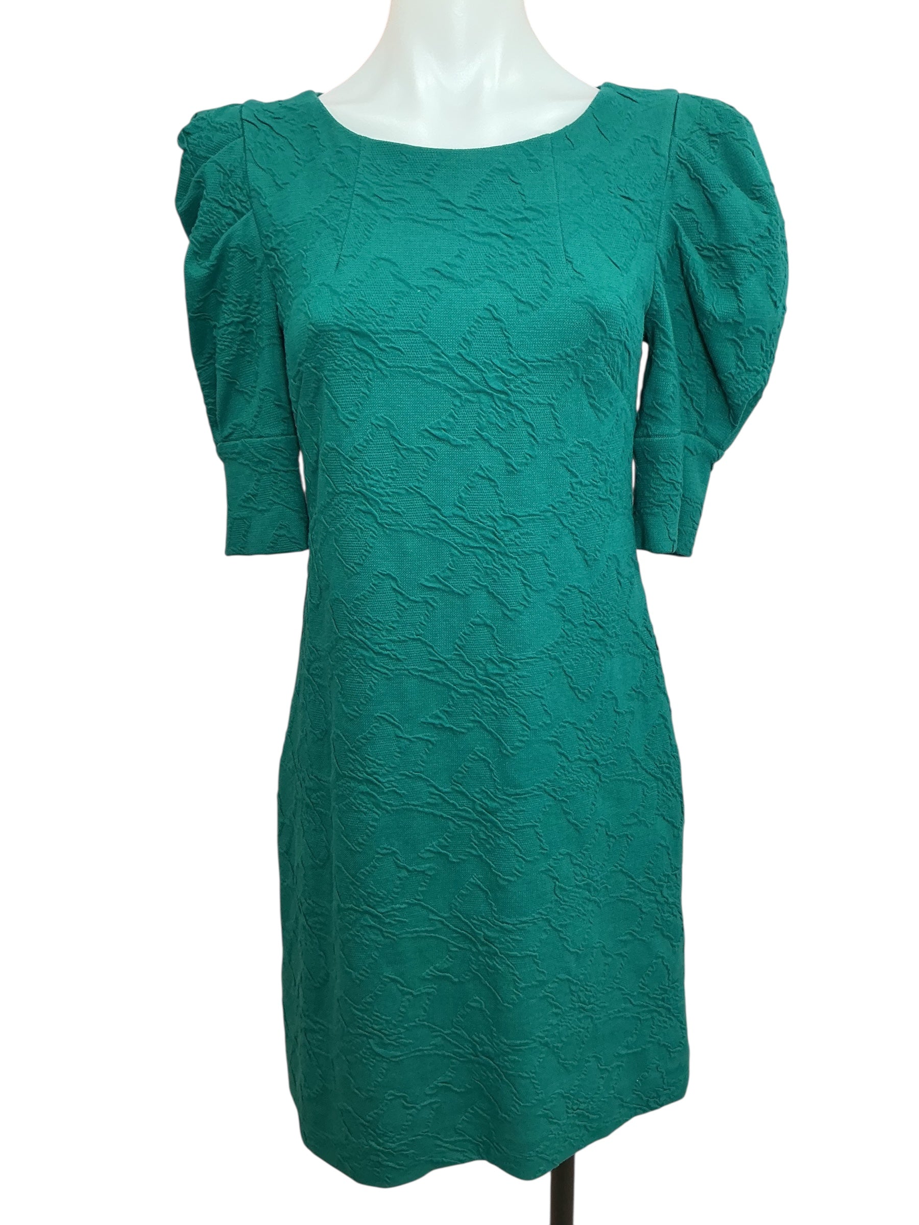 Lilly Pulitzer Knowles Elbow Sleeve Dress Hosta Green Knit Pucker Jacquard - Size XS