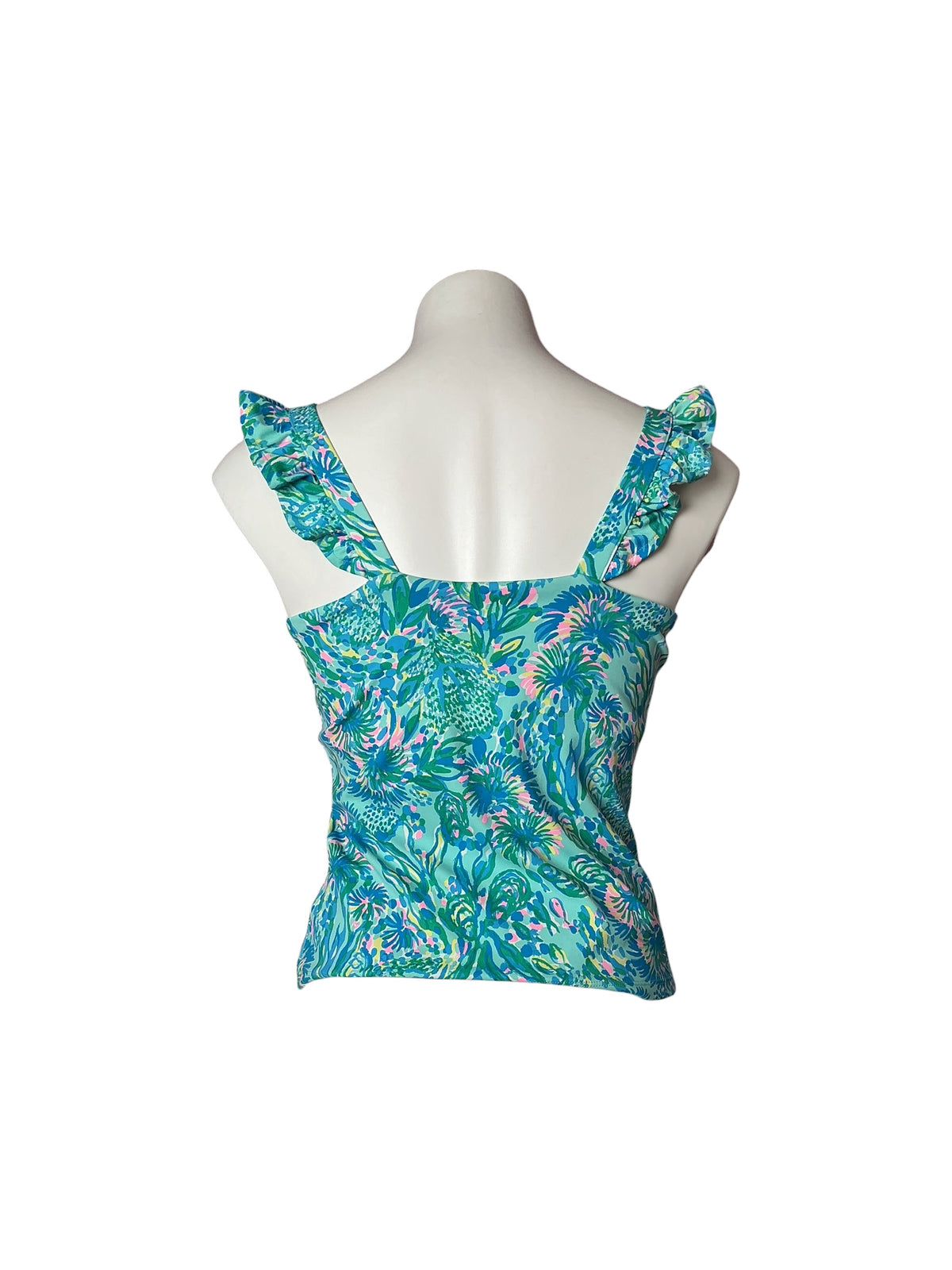 Lilly Pulitzer Maribo Bra Tank Surf Blue Coral of The Story - Size S