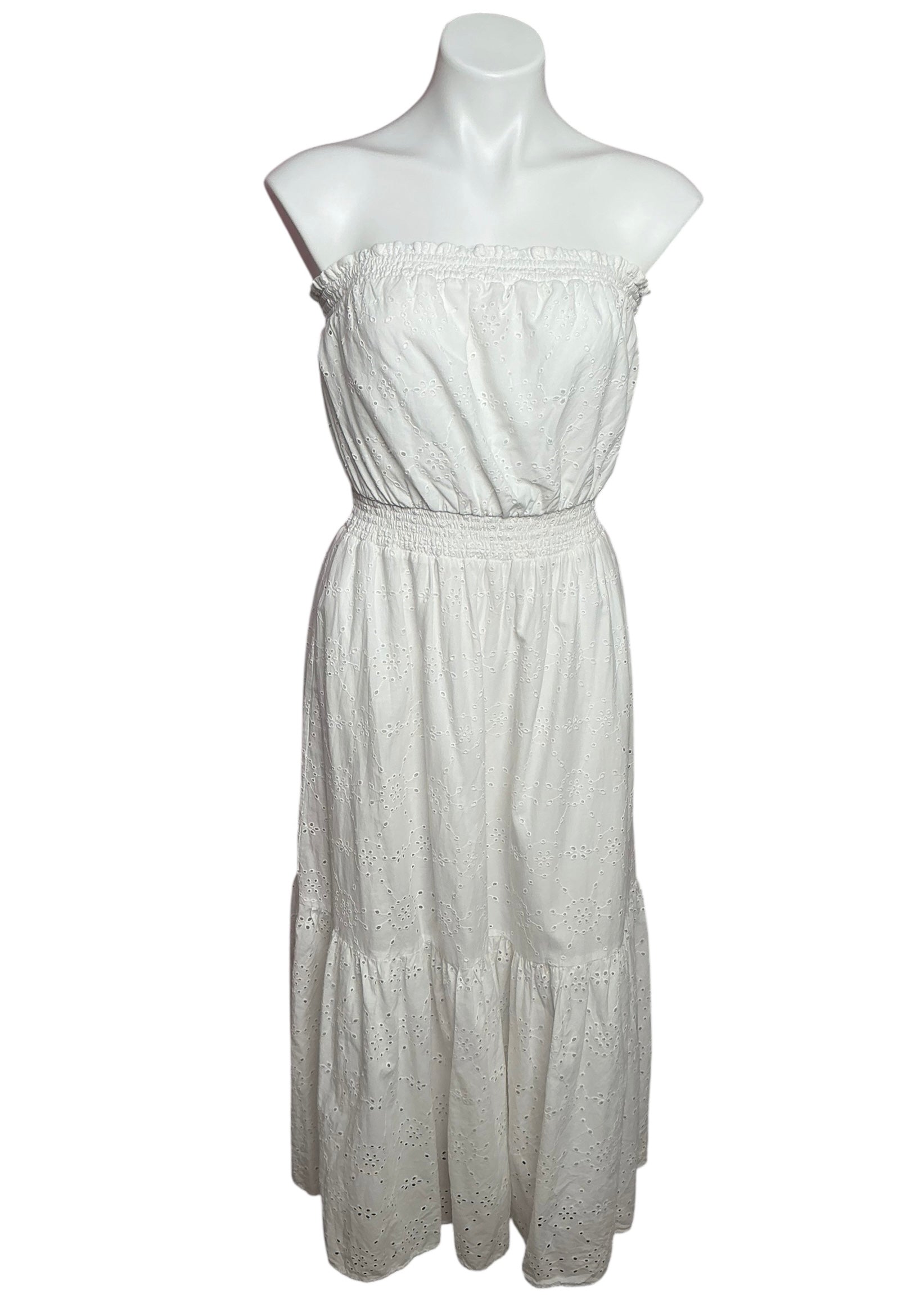 Lilly Pulitzer Nikole Strapless Eyelet Midi Dress Resort White Tidepool Eyelet - Size M