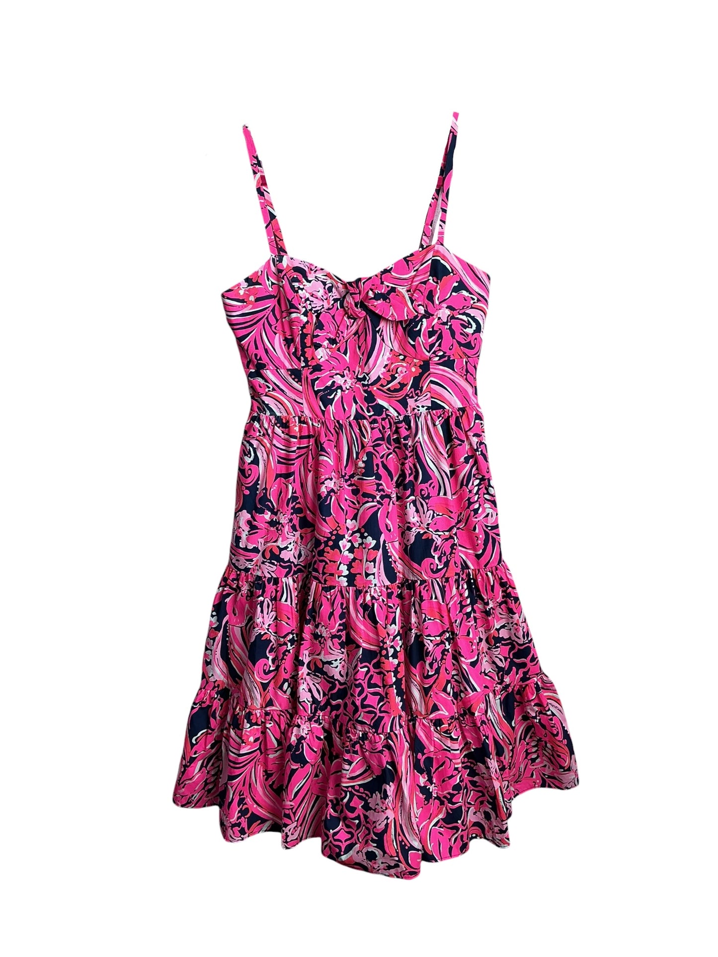 Lilly Pulitzer- Adalia Knee-Length Dress Low Tide Navy Flirty Fins And Feathers Size 2