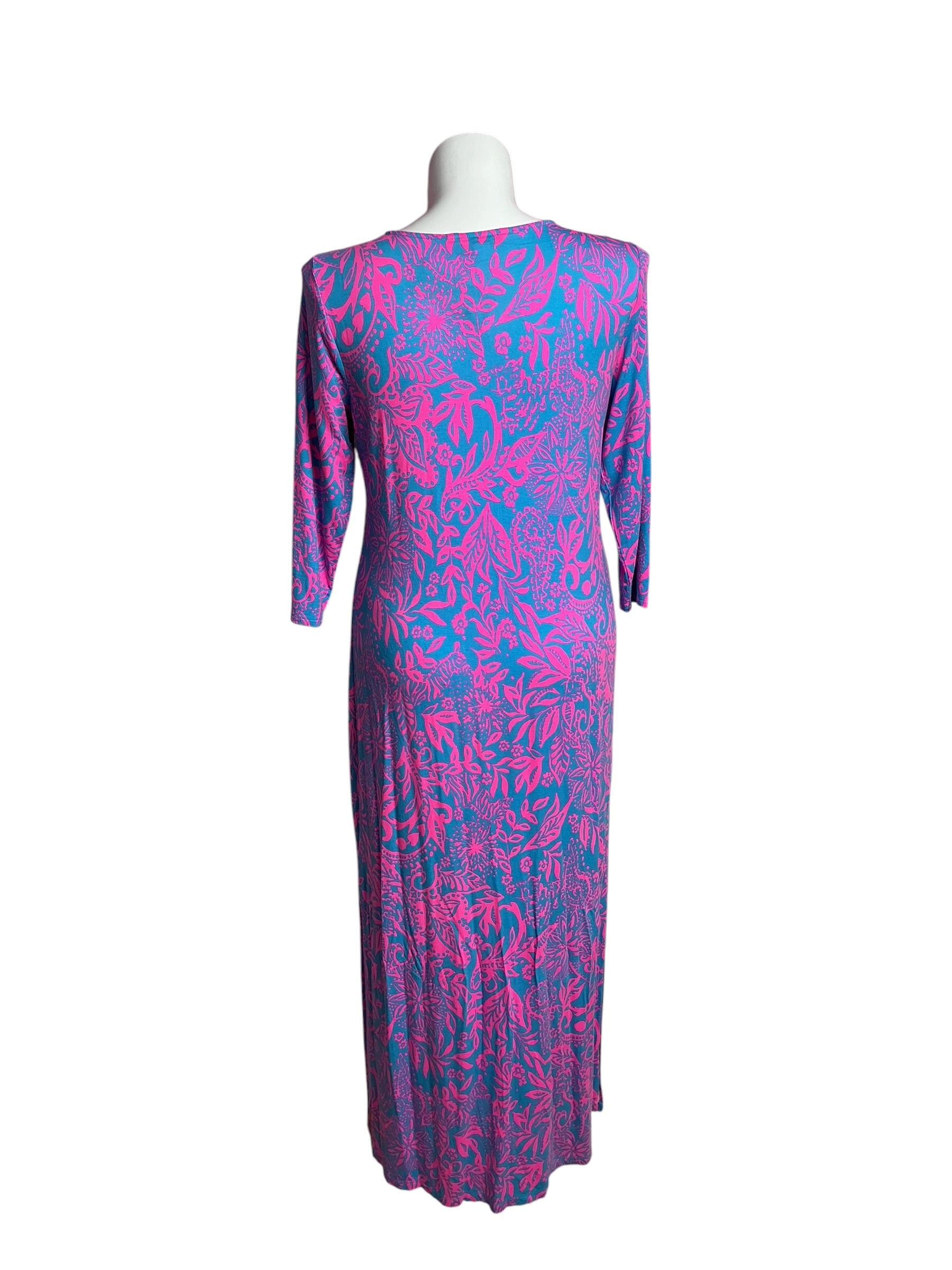 Lilly Pulitzer- Morgann Maxi Dress Aura Pink Leaf An Impression Size XL