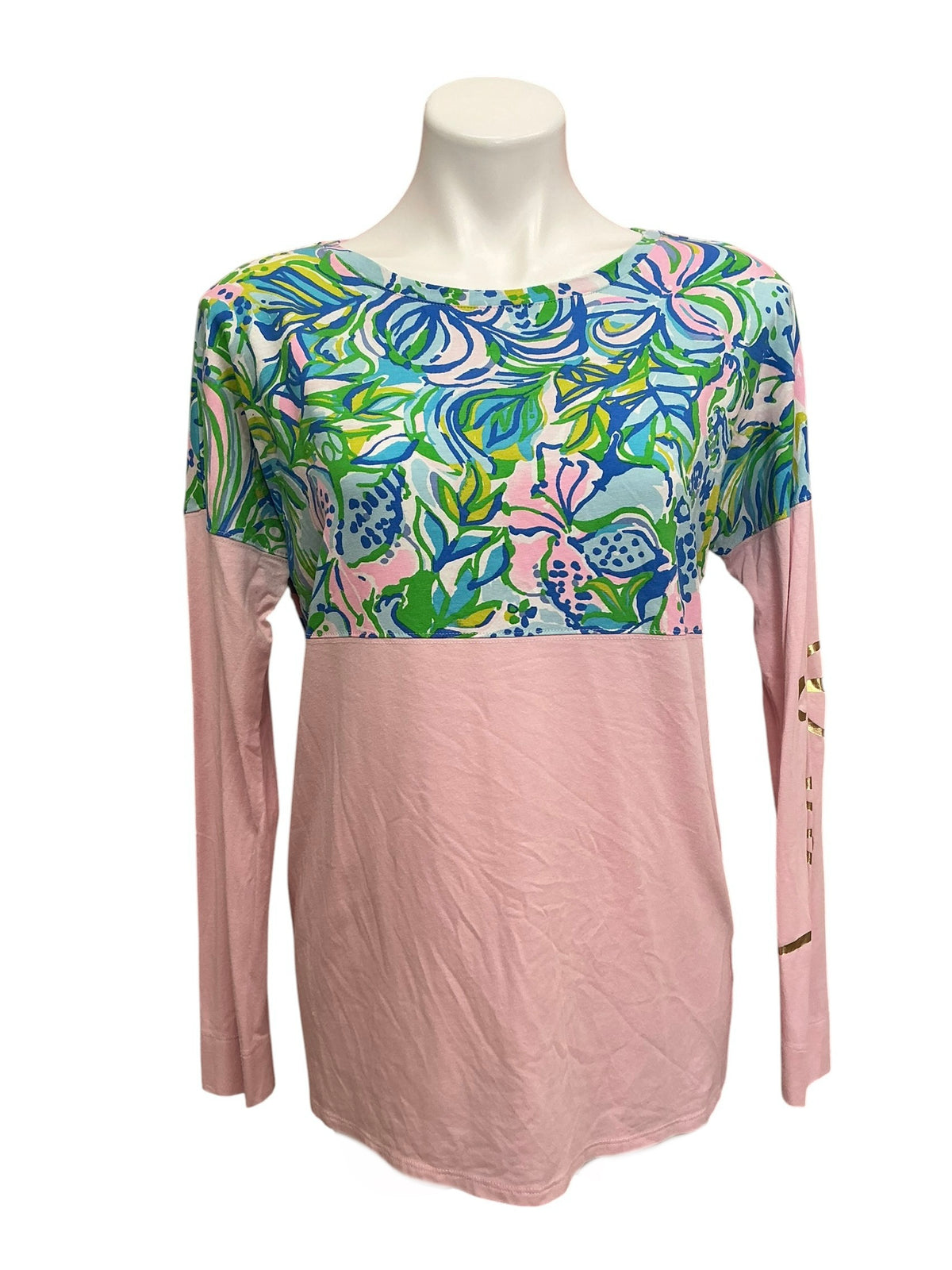 Lilly Pulitzer Finn Long Sleeve Top Purposefully Pink - Size S