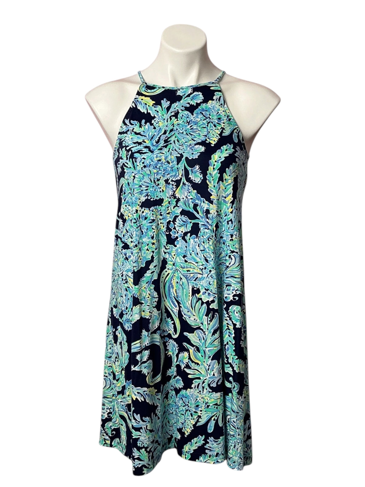 Lilly Pulitzer Margot Swing Dress High Tide Navy Scuba Doo - Size XXS