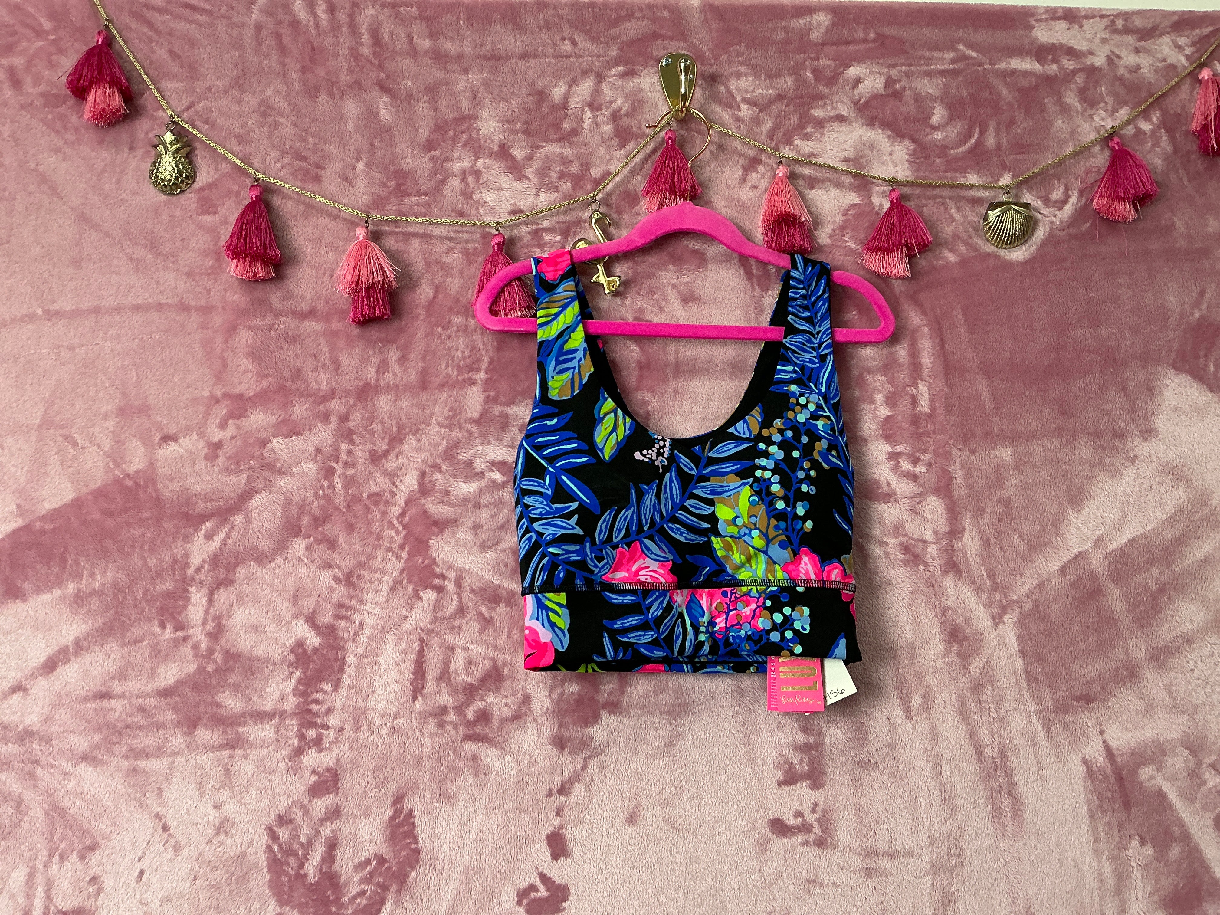Lilly Pulitzer NWT San Remo Sports Bra Up Onyx Earned Stripes - Size XS