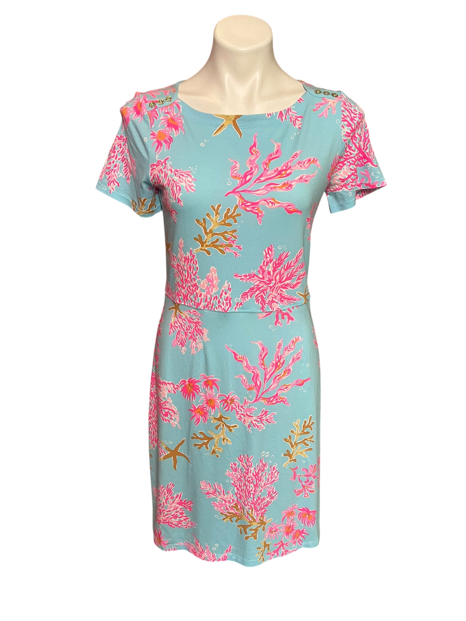 Lilly Pulitzer NWT Bray UPF 50+ Dress Multi Royal Coral - Size S