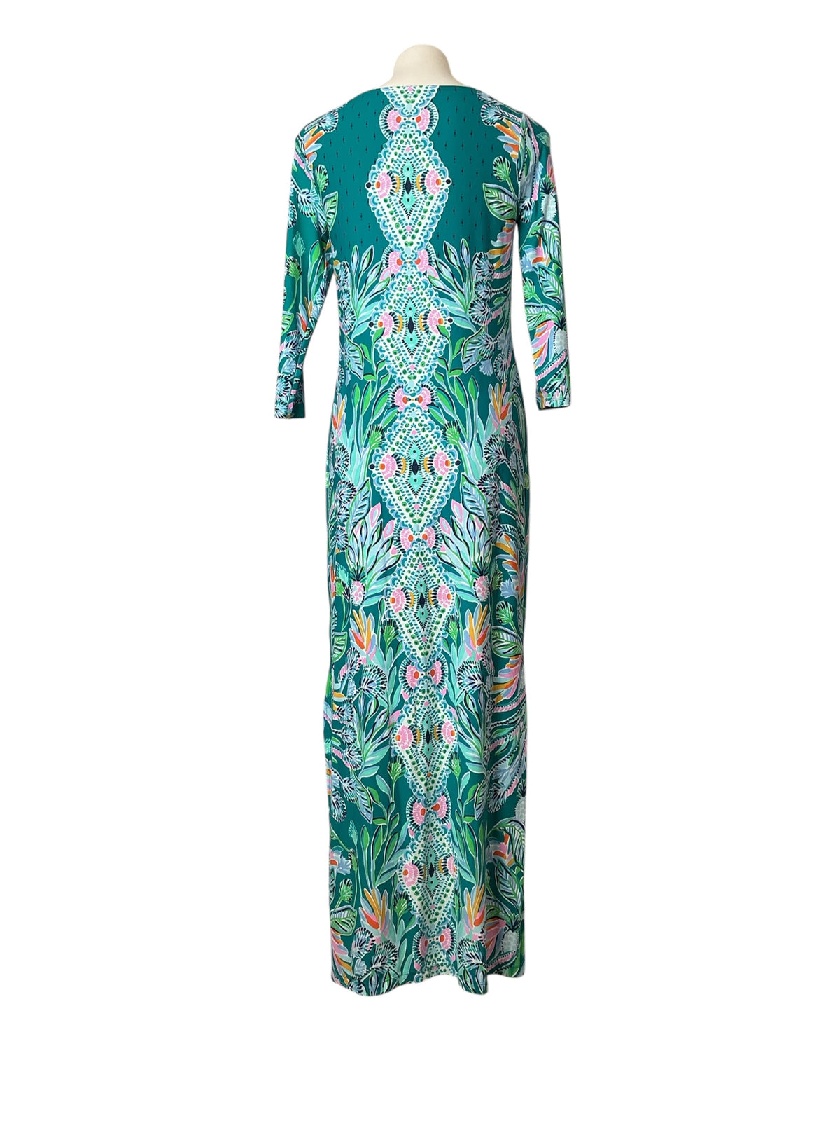 Lilly Pulitzer UPF 50+ ChillyLilly Seralina Maxi Dress Valencia Teal Rain Florist - Size M