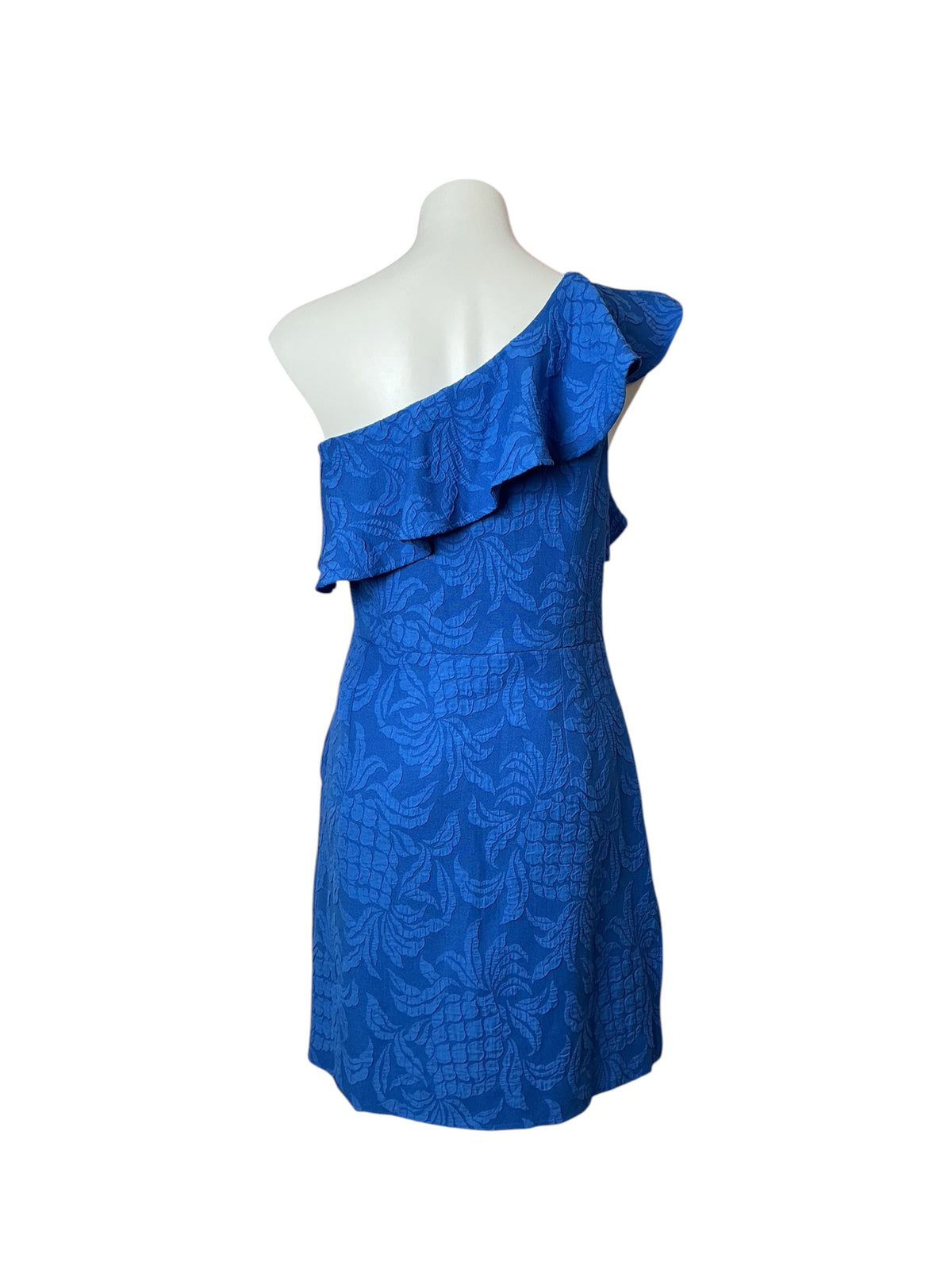 Lilly Lilly Pulitzer Kipton Skirted Romper Blue Tang Pineapple Pucker Jacquard - Size 14