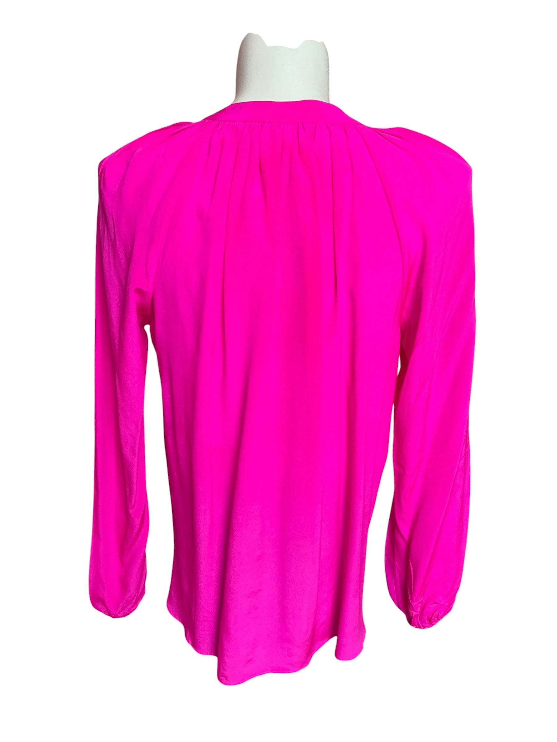 Lilly Pulitzer Saige Long Sleeve Silk Top Orchid Oasis - Size XL