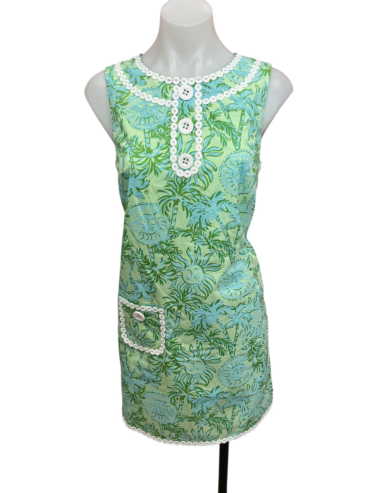 Lilly Pulitzer Kalliope Shift Romper Cool Mint Catchin Rays Overprint - Size 00