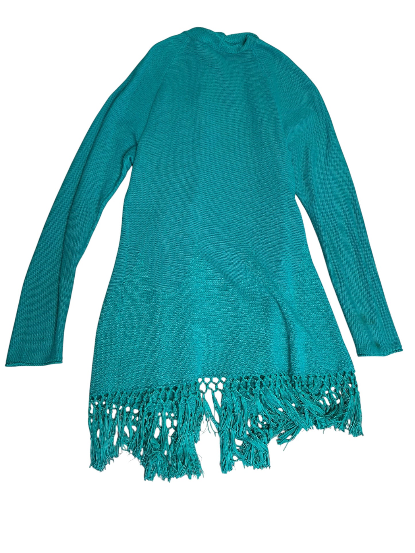 Lilly Pulitzer Tatum Long Fringe Hem Cardigan Maldives Green - Size L