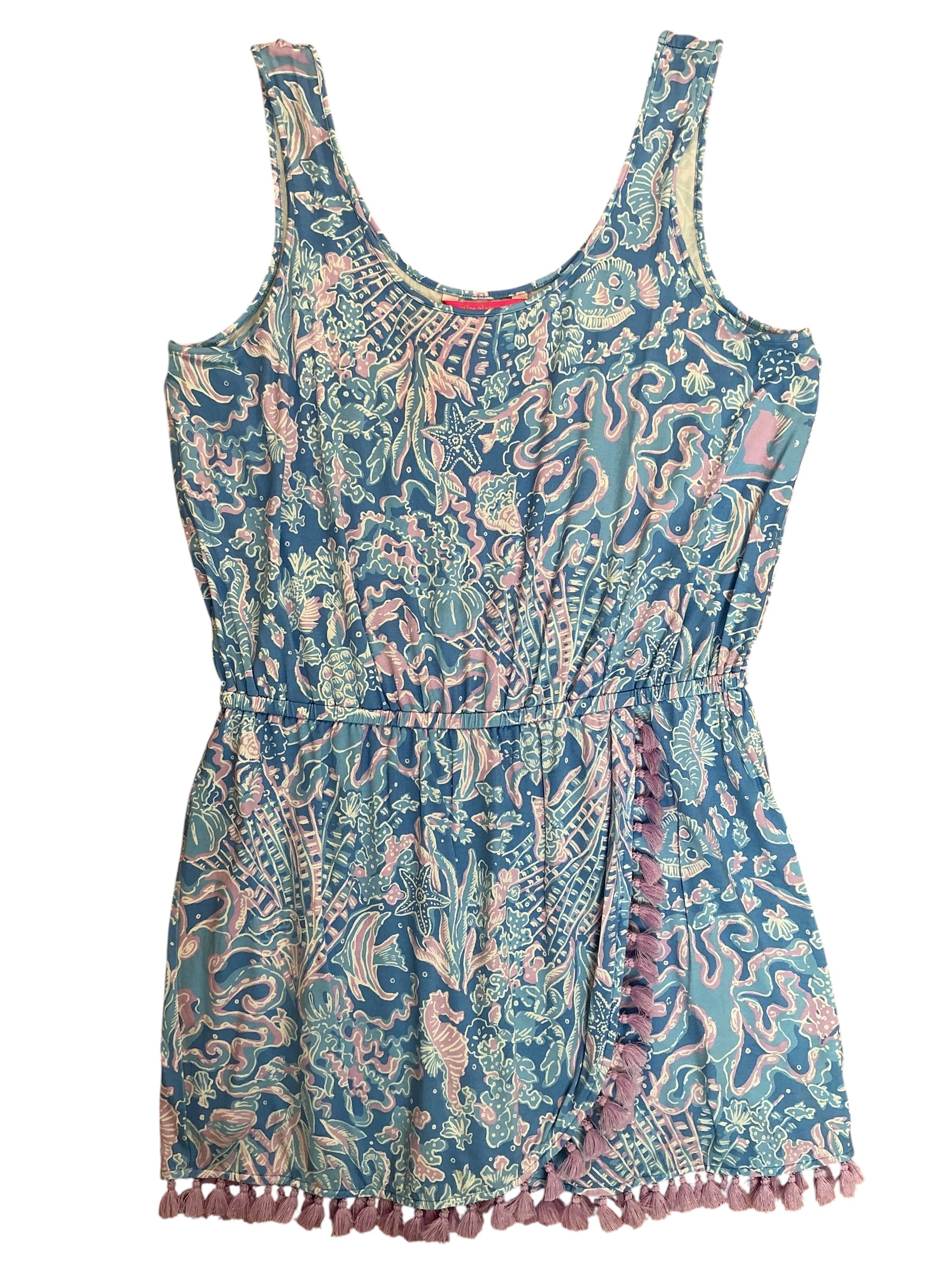 Lilly Pulitzer Jarrett Romper Boca Blue Sea What I Sea - Size XL