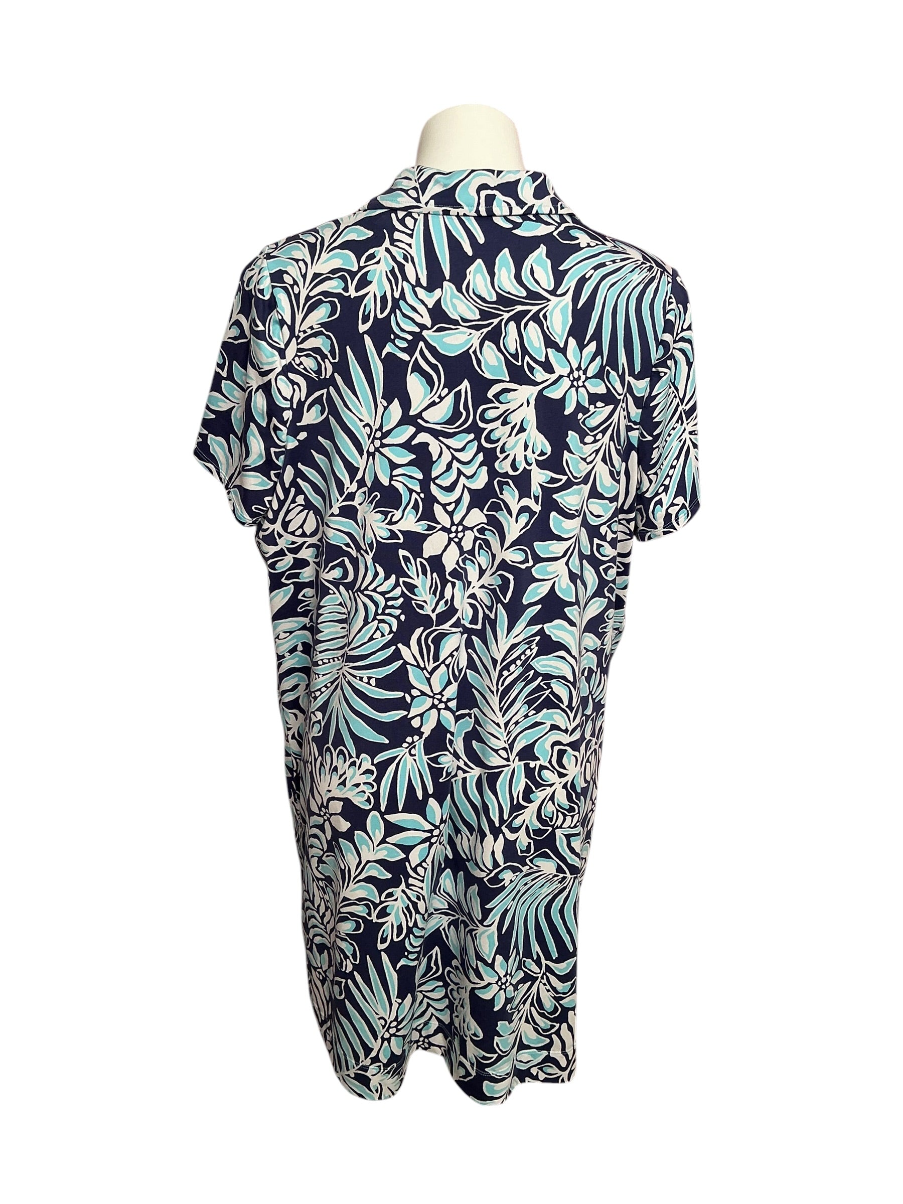Lilly Pulitzer Dune UPF 50+ Short Sleeve Dress Sapphire Pool Summer Shorelines - Size XXL