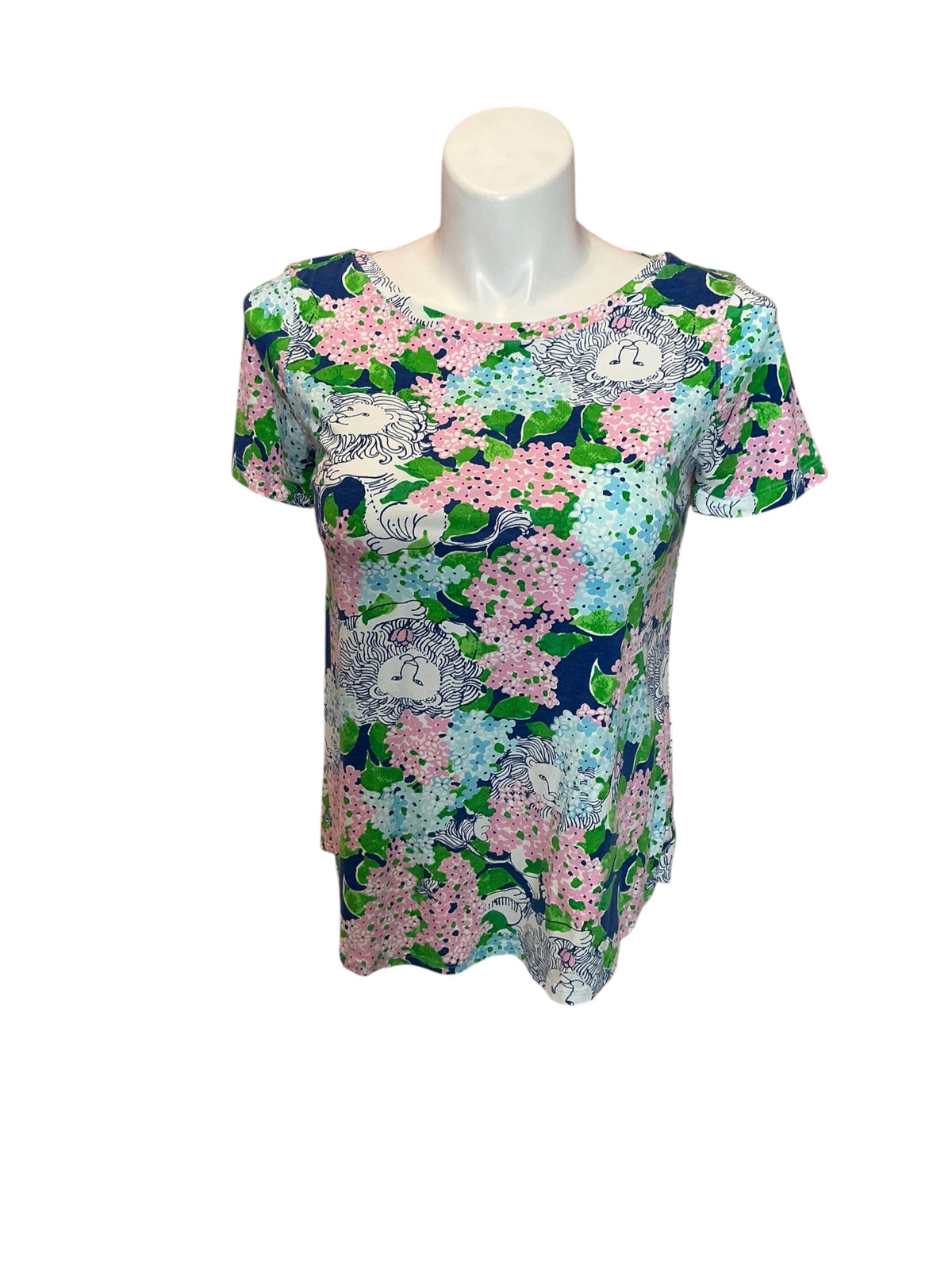 Lilly Pulitzer Key West Top Starlight Navy Lydia The Lion - Size S