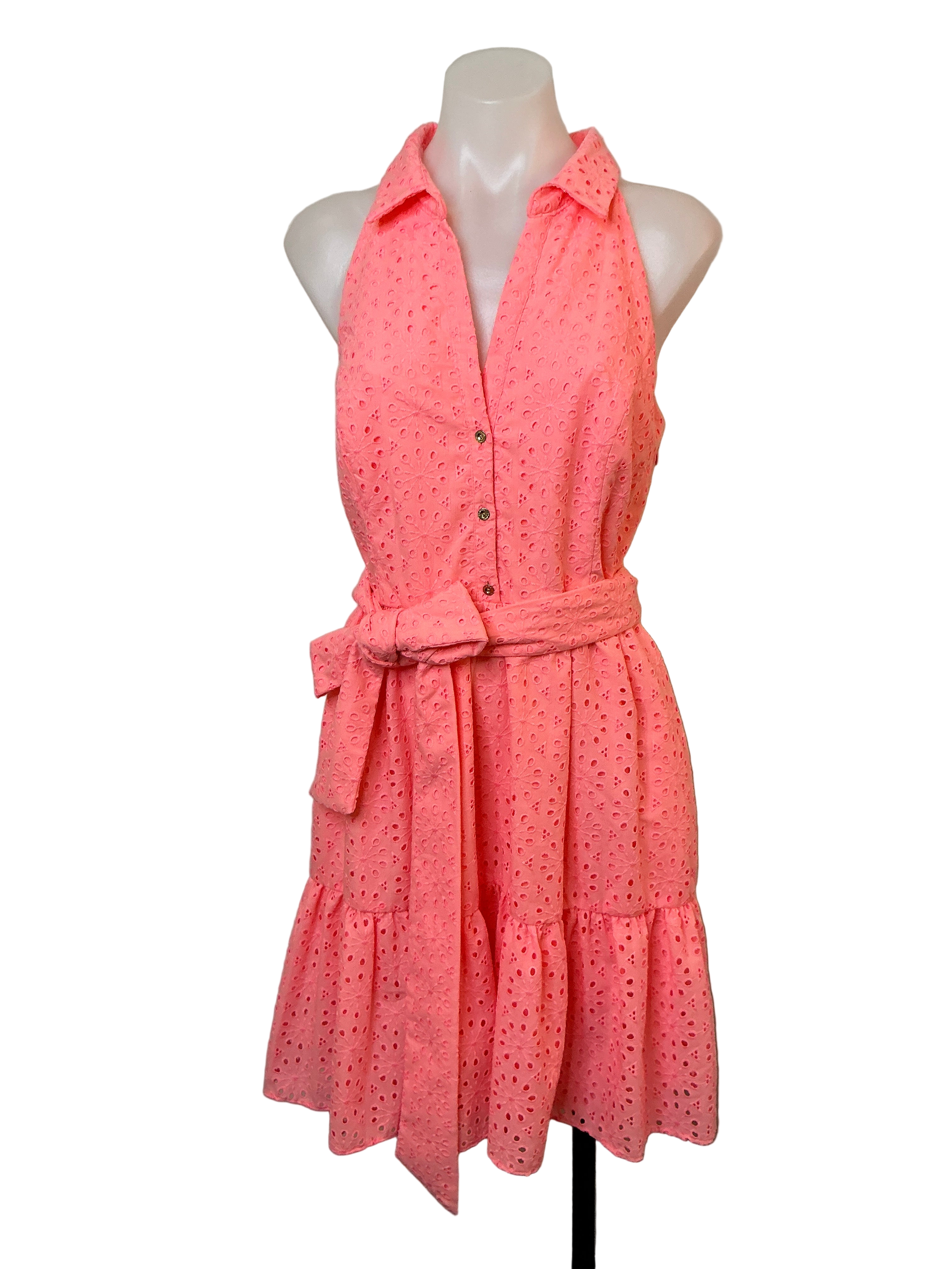 Lilly Pulitzer NWT Trisha Shirtdress Shellona Coral Neon Sunburst Eyelet - Size 12