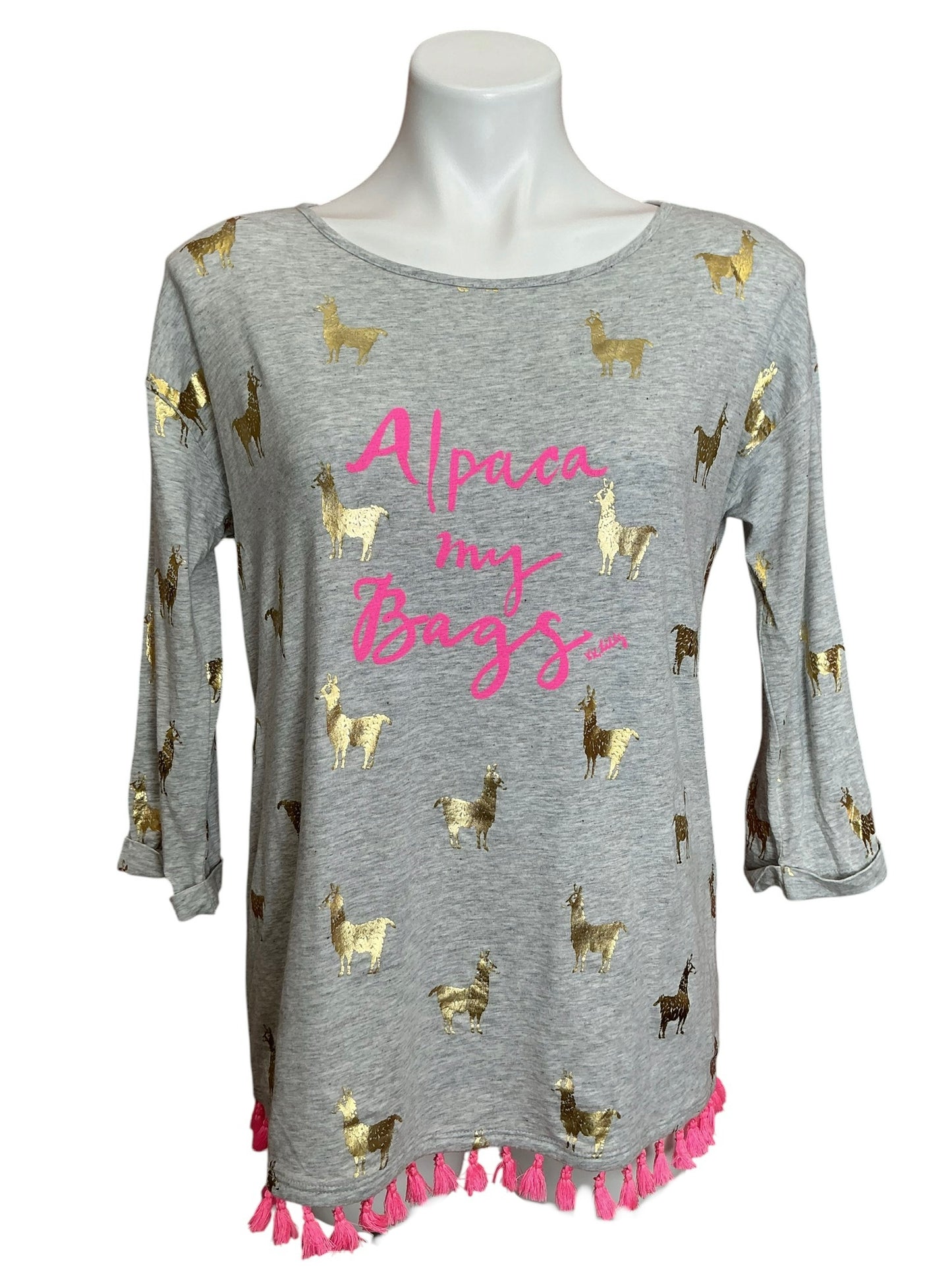 Lilly Pulitzer Mercer Tassel Top Heathered Gray Alpaca My Bags - Size S