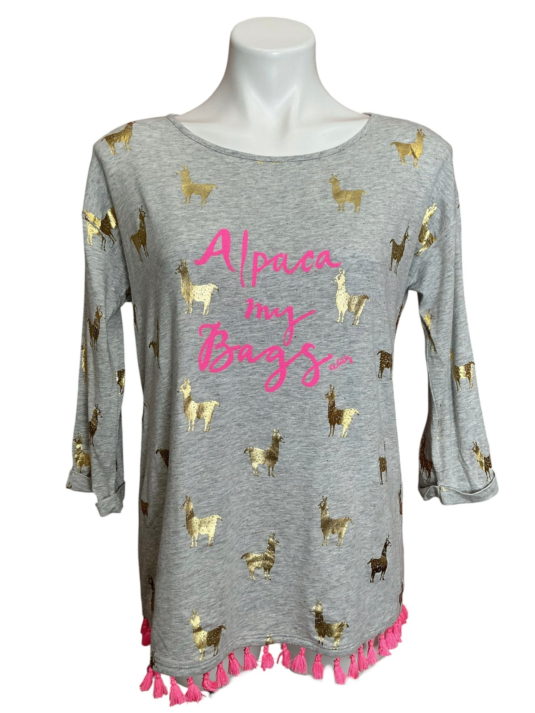 Lilly Pulitzer Mercer Tassel Top Heathered Gray Alpaca My Bags - Size S