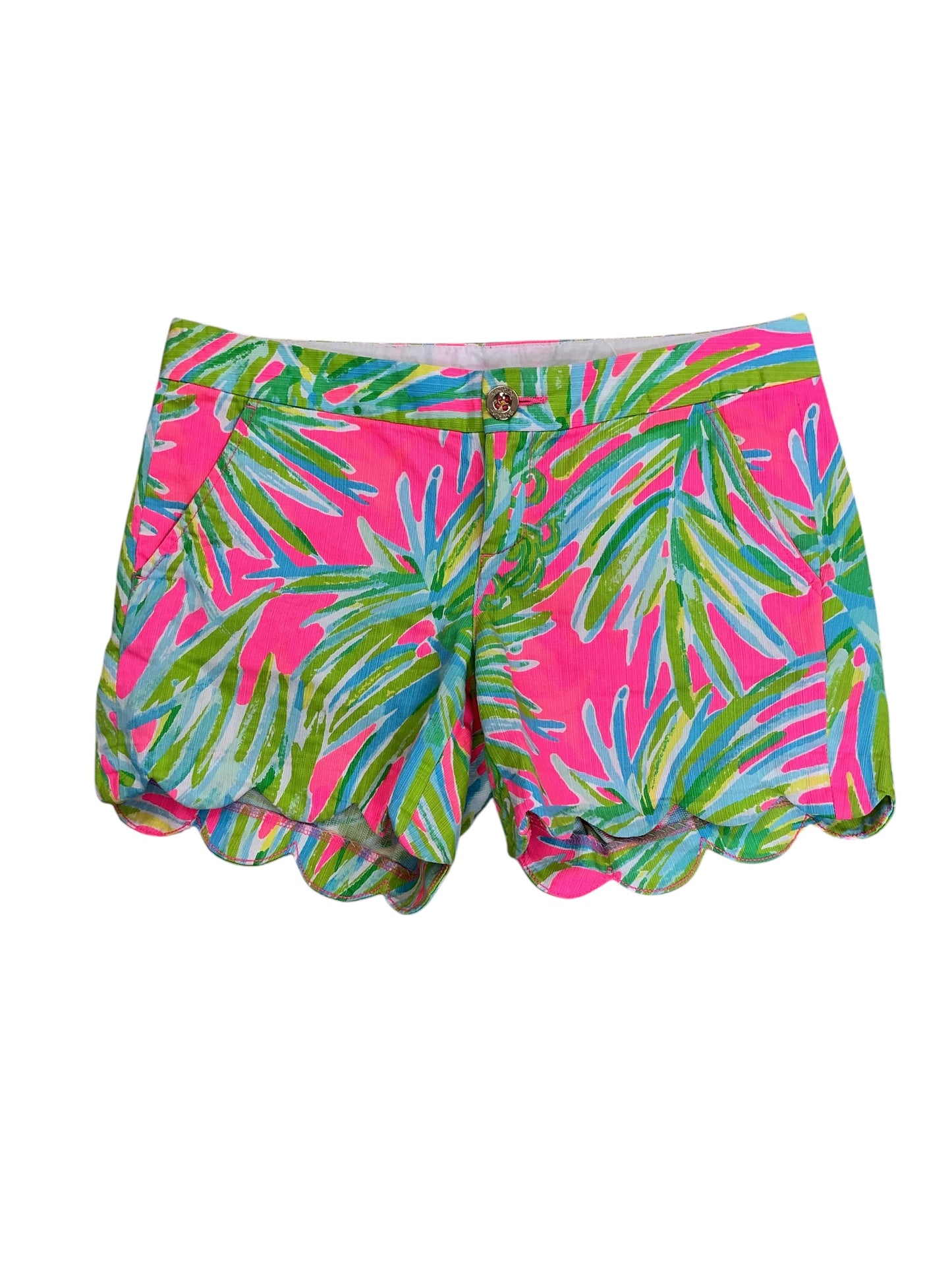Lilly Pulitzer Buttercup Scalloped Shorts Tiki Pink Royal Lime - Size 0