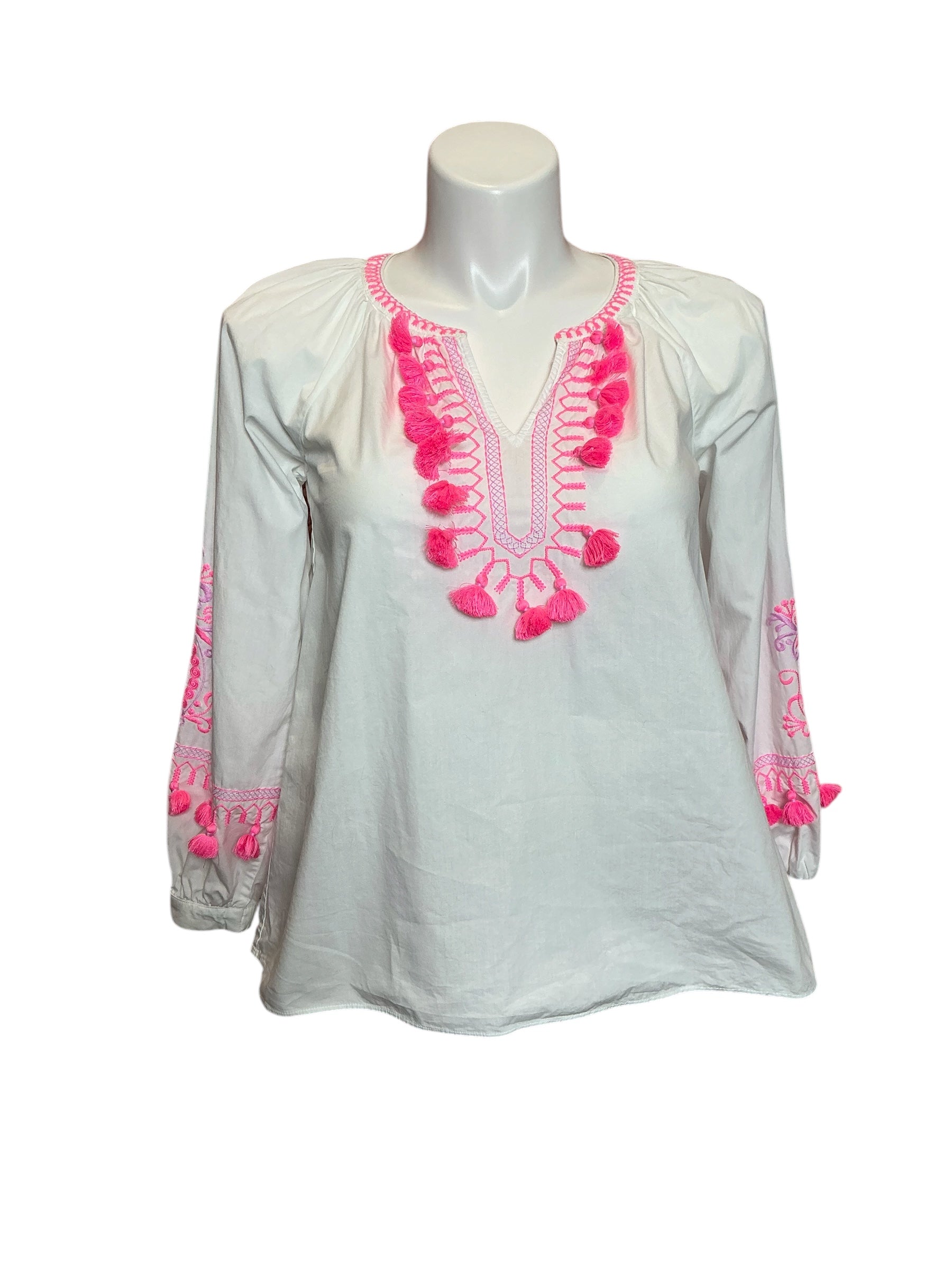 Lilly Pulitzer Kaydence Tunic Top Resort White X Pink - Size S