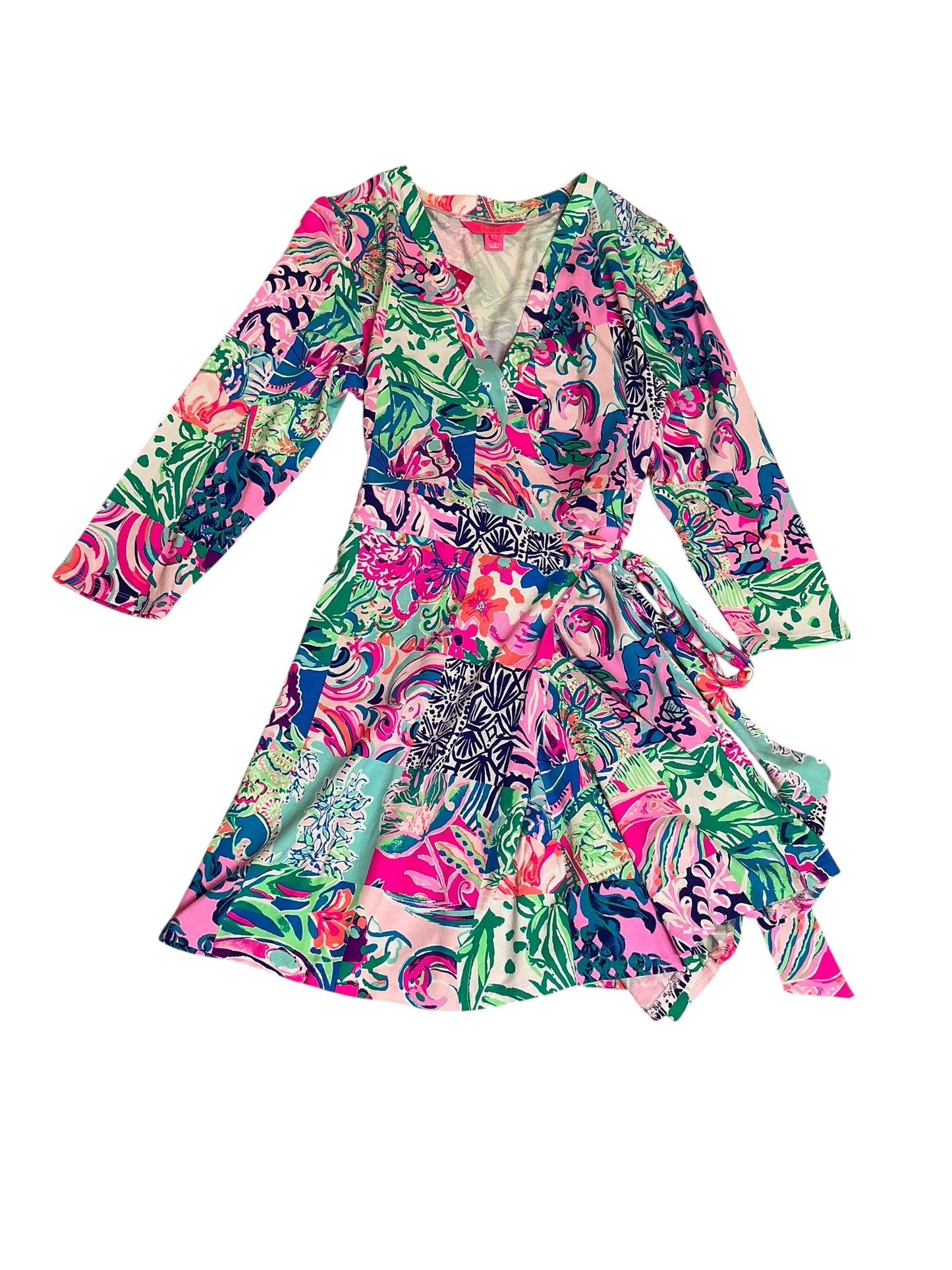Lilly Pulitzer Karlie Wrap Romper Dress Patch To Match - Size L